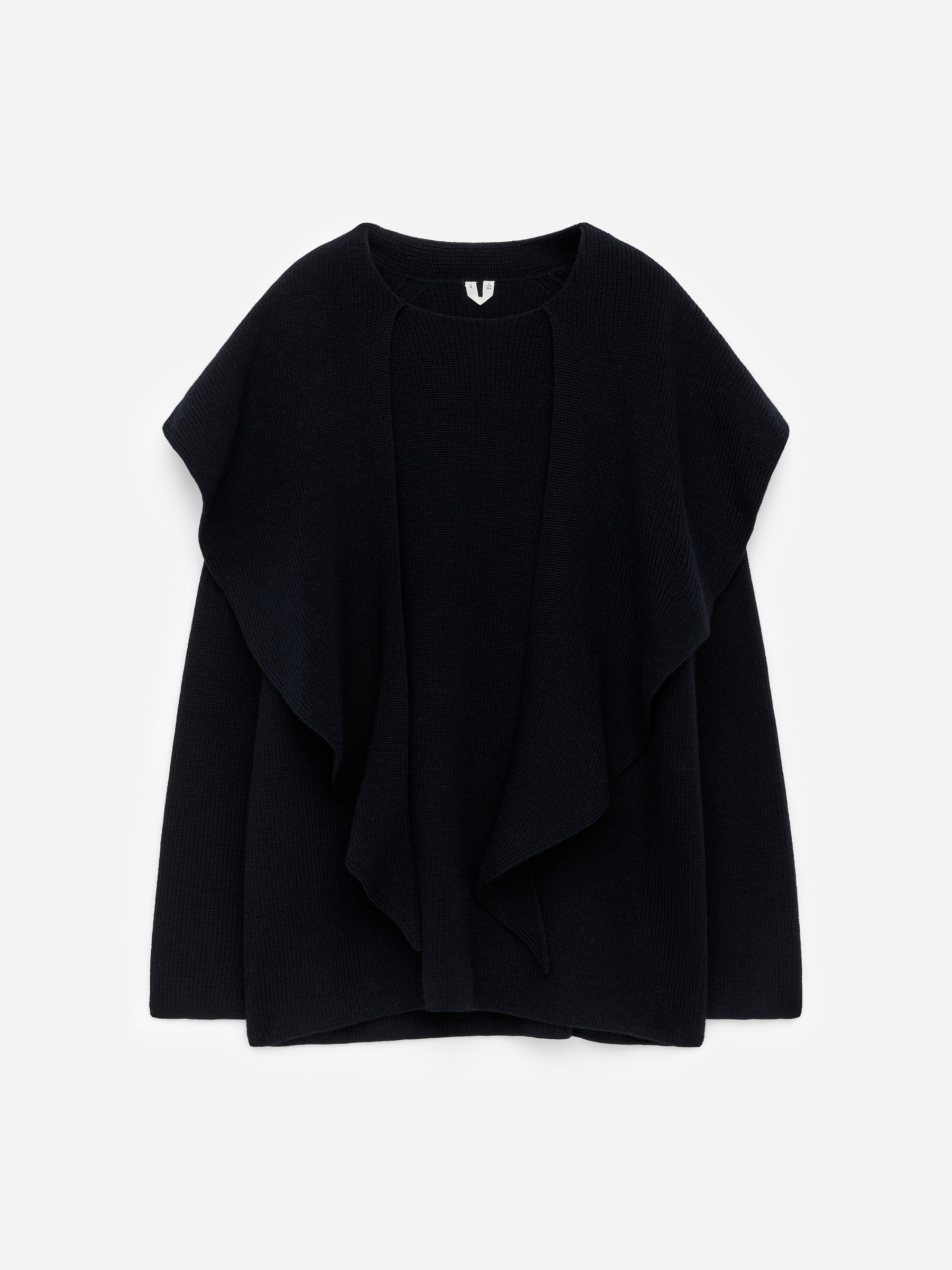 Draped-Scarf Knitted Jumper-Blue-17489