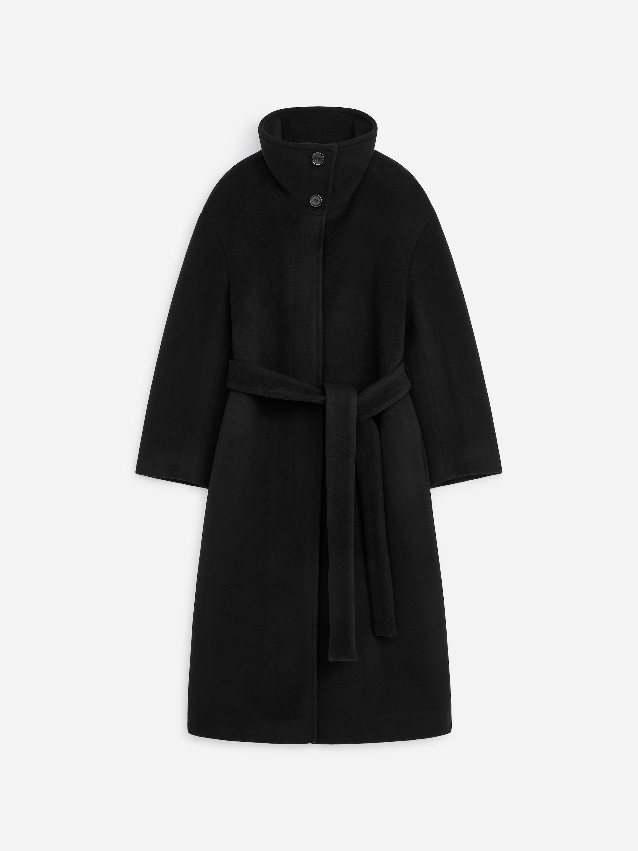 Mantel aus Wollmischung mit Gürtel - Schwarz - Regular Fit - women - StillMedia/DescriptiveStillLife - 2