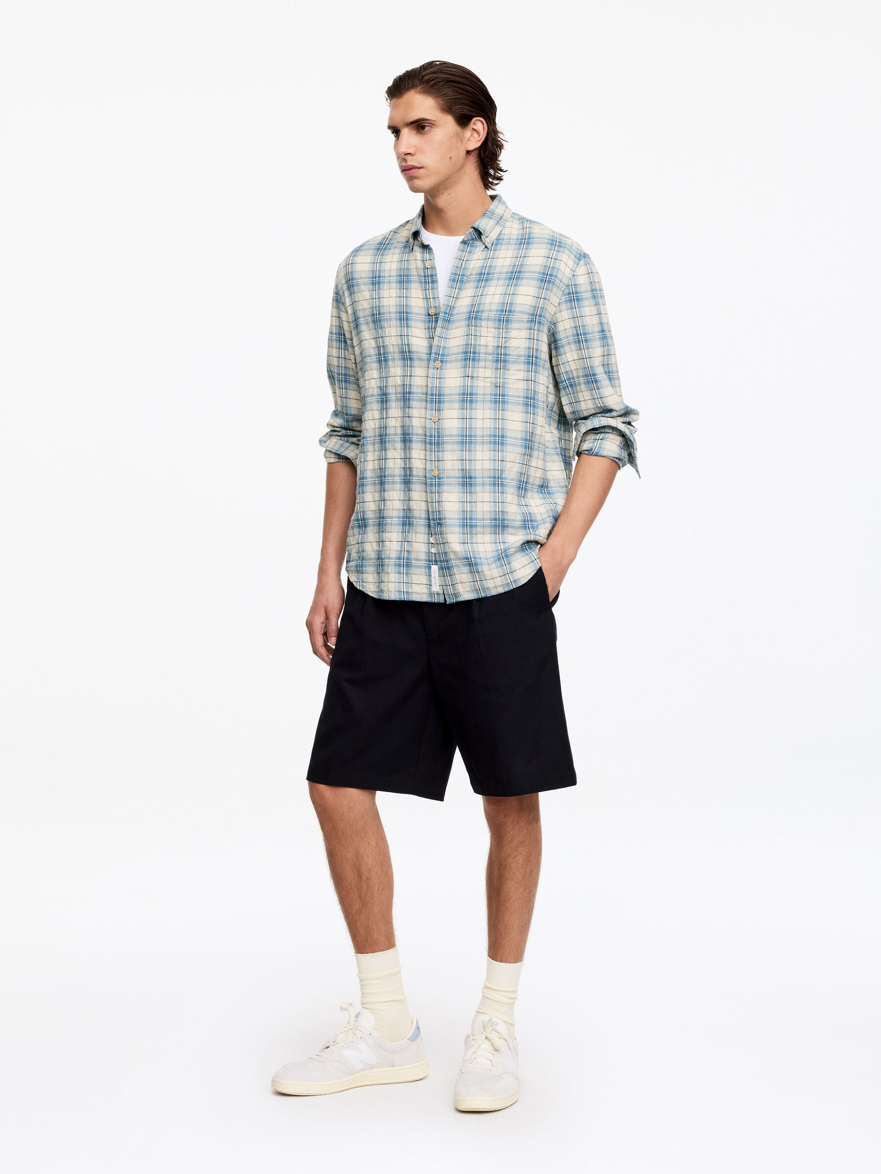 Regular Flannel Shirt - Blue/White - Regular fit - Men - StillMedia/Lookbook - 3