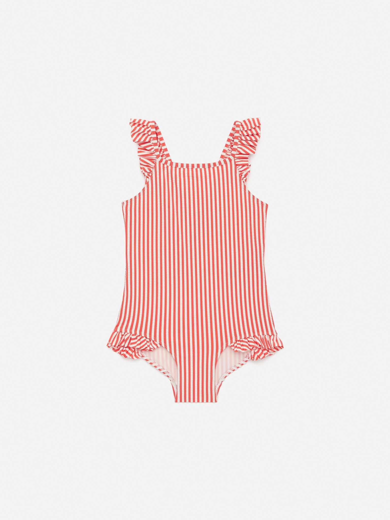 Maillot de bain en crépon - Blanc/Rouge