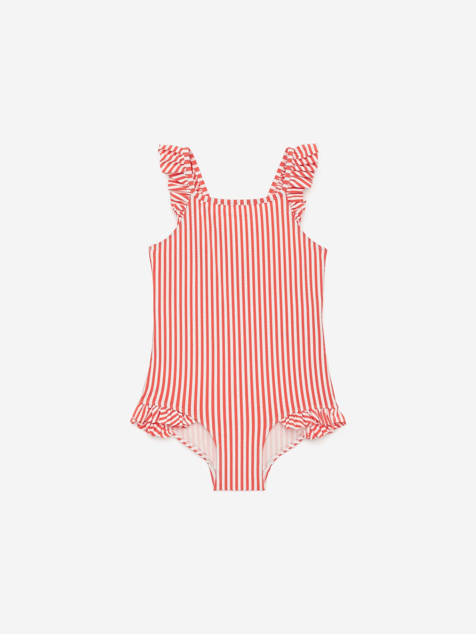 Costum de baie seersucker - Alb/Roșu