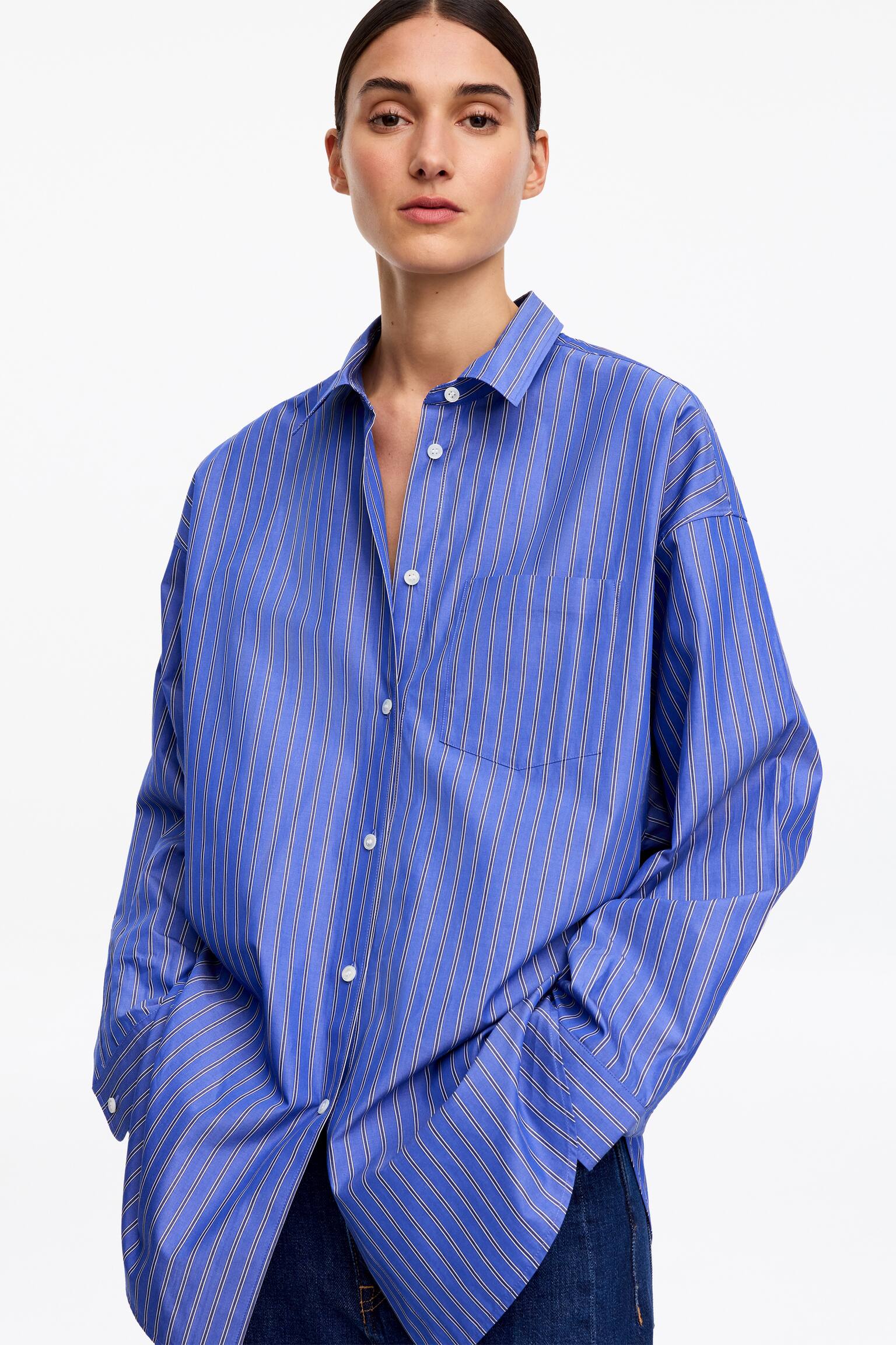 Cămașă supradimensionată - Albastru/În dungi - 4