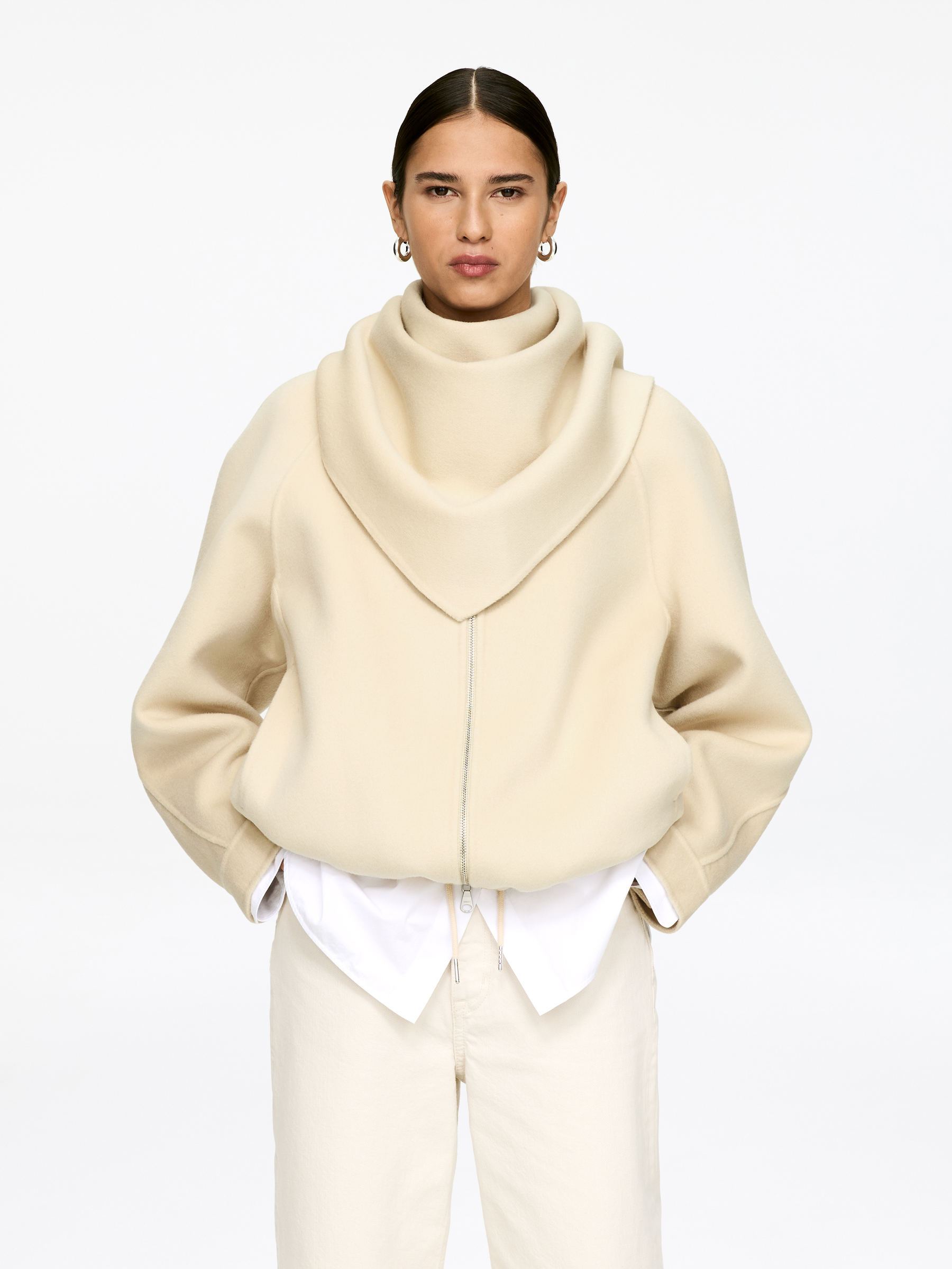 Écharpe triangulaire en laine - Blanc cassé - Femme - StillMedia/Lookbook - 5