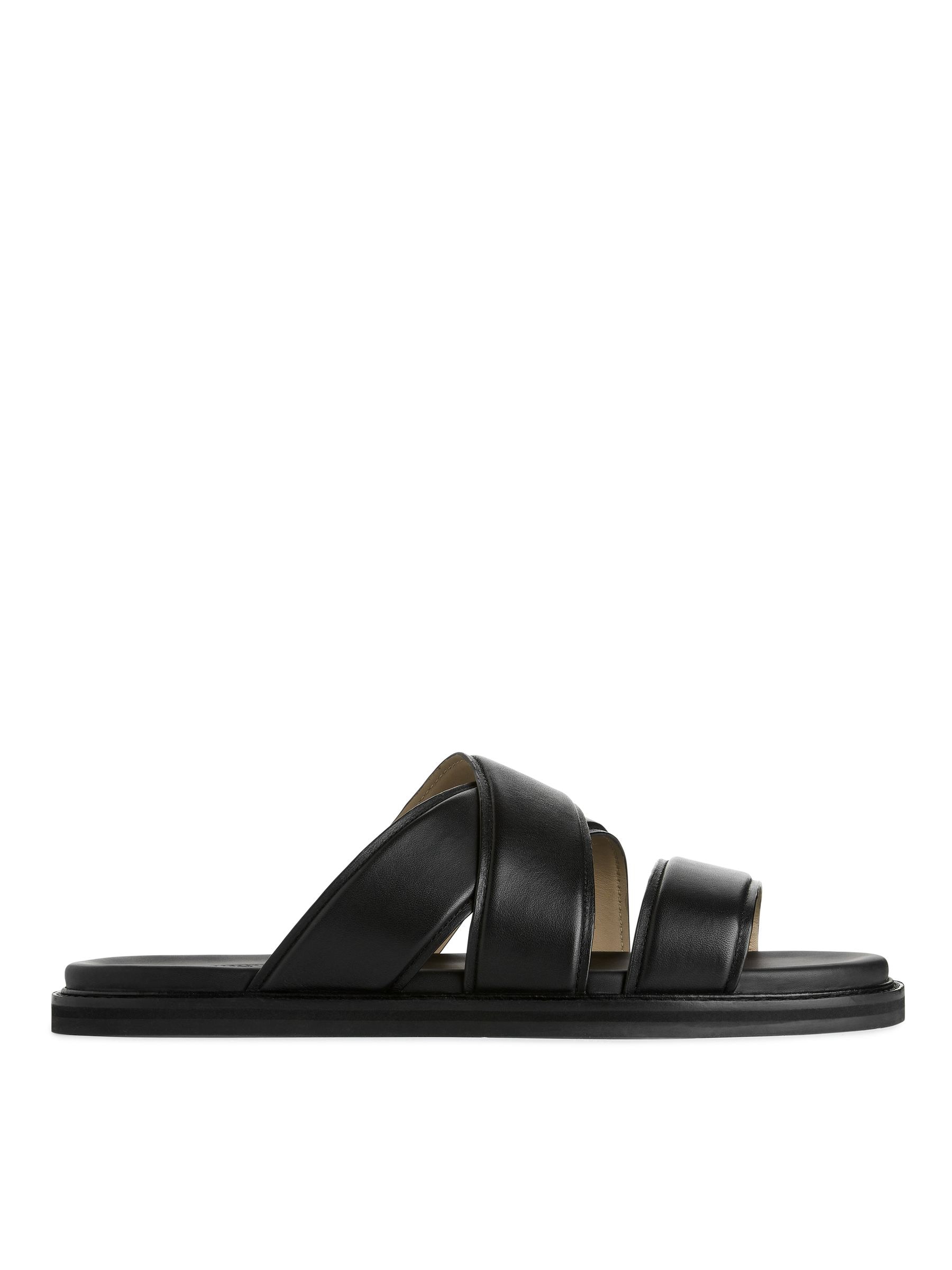 Leather Slide Sandals - Black - Men - StillMedia/DescriptiveStillLife - 4