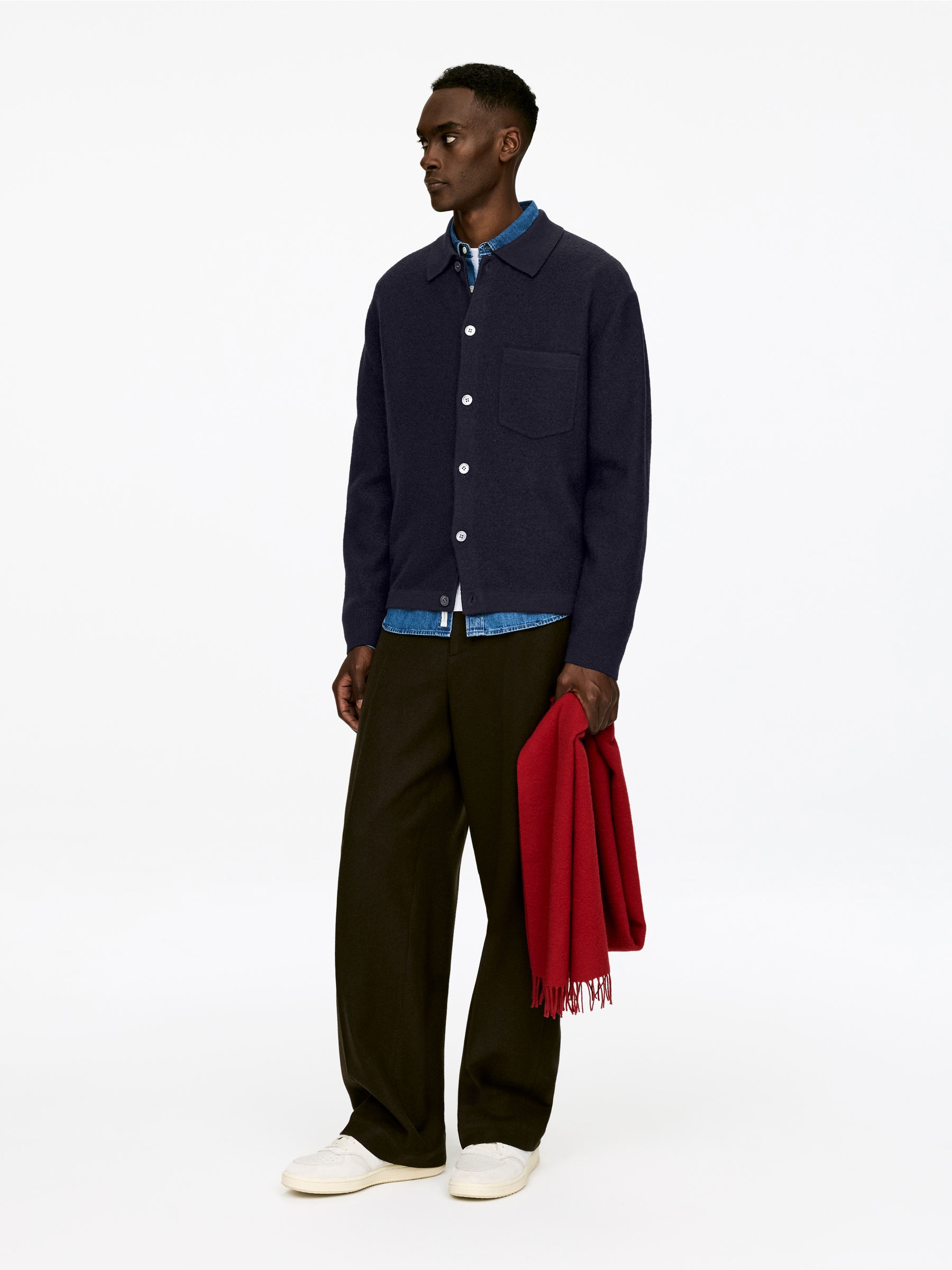 Cardigan en laine bouillie - Bleu foncé - Regular fit - Homme - StillMedia/Lookbook - 6