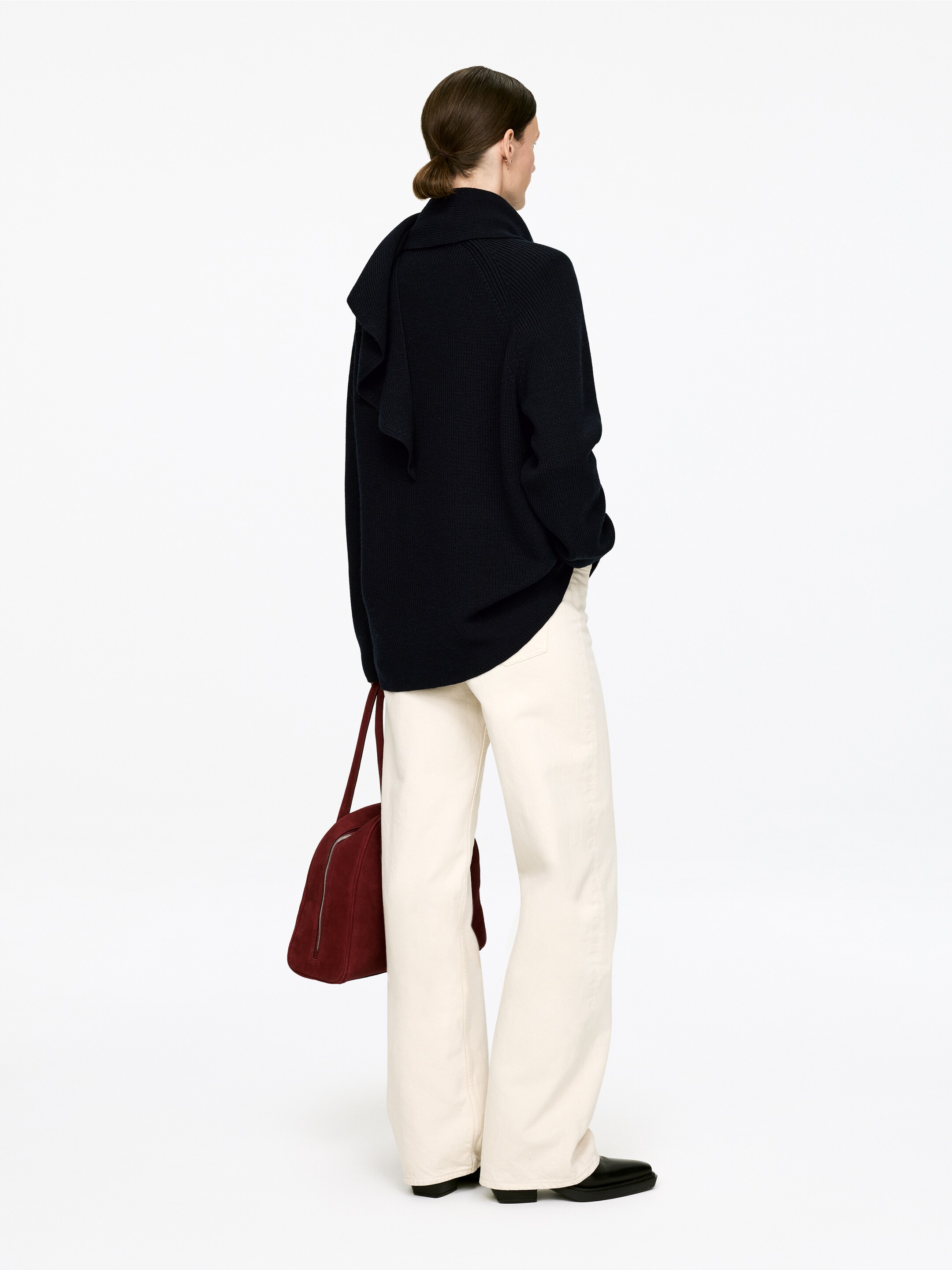 Größeres Bild ansehen: Strickpullover mit drapiertem Schal - Dunkelblau - Ladies | H&M DE 2