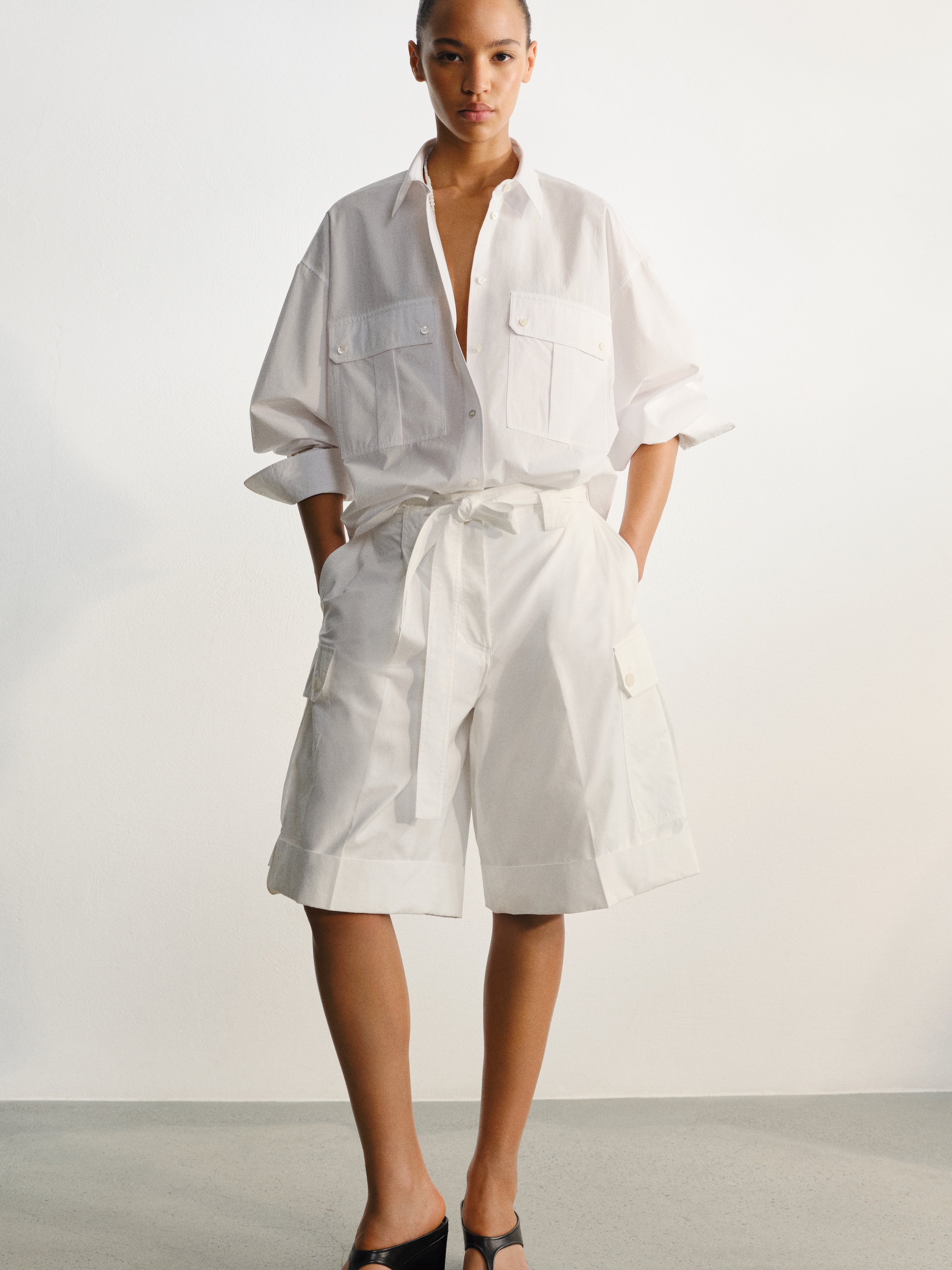 Utility Cotton Shirt - White - Loose fit - Women - StillMedia/Environmental - 1