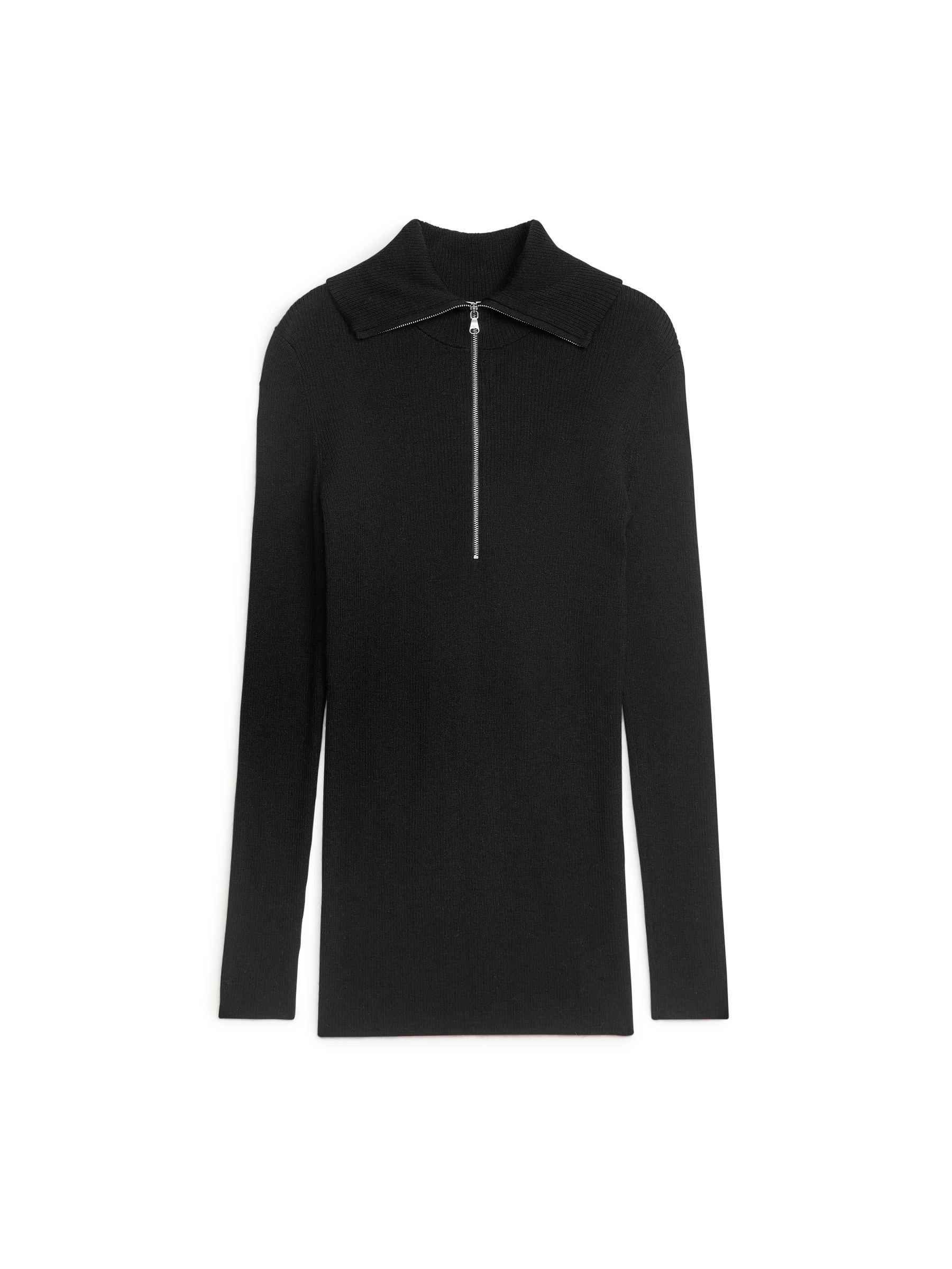 Merino Wool Half-Zip Jumper - Black - Slim fit - Women - StillMedia/DescriptiveStillLife - 1