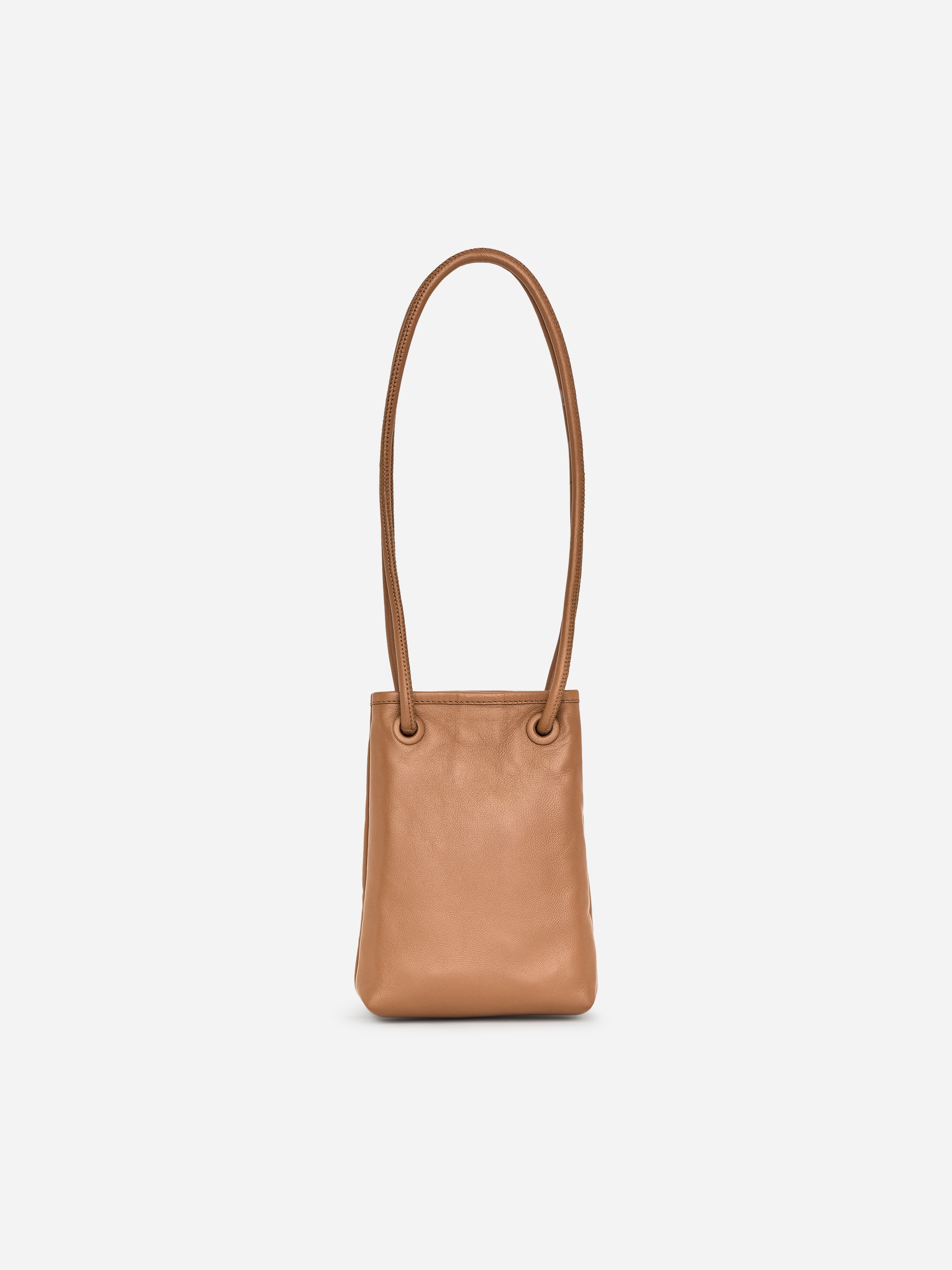 Leather Crossbody Bag - Beige