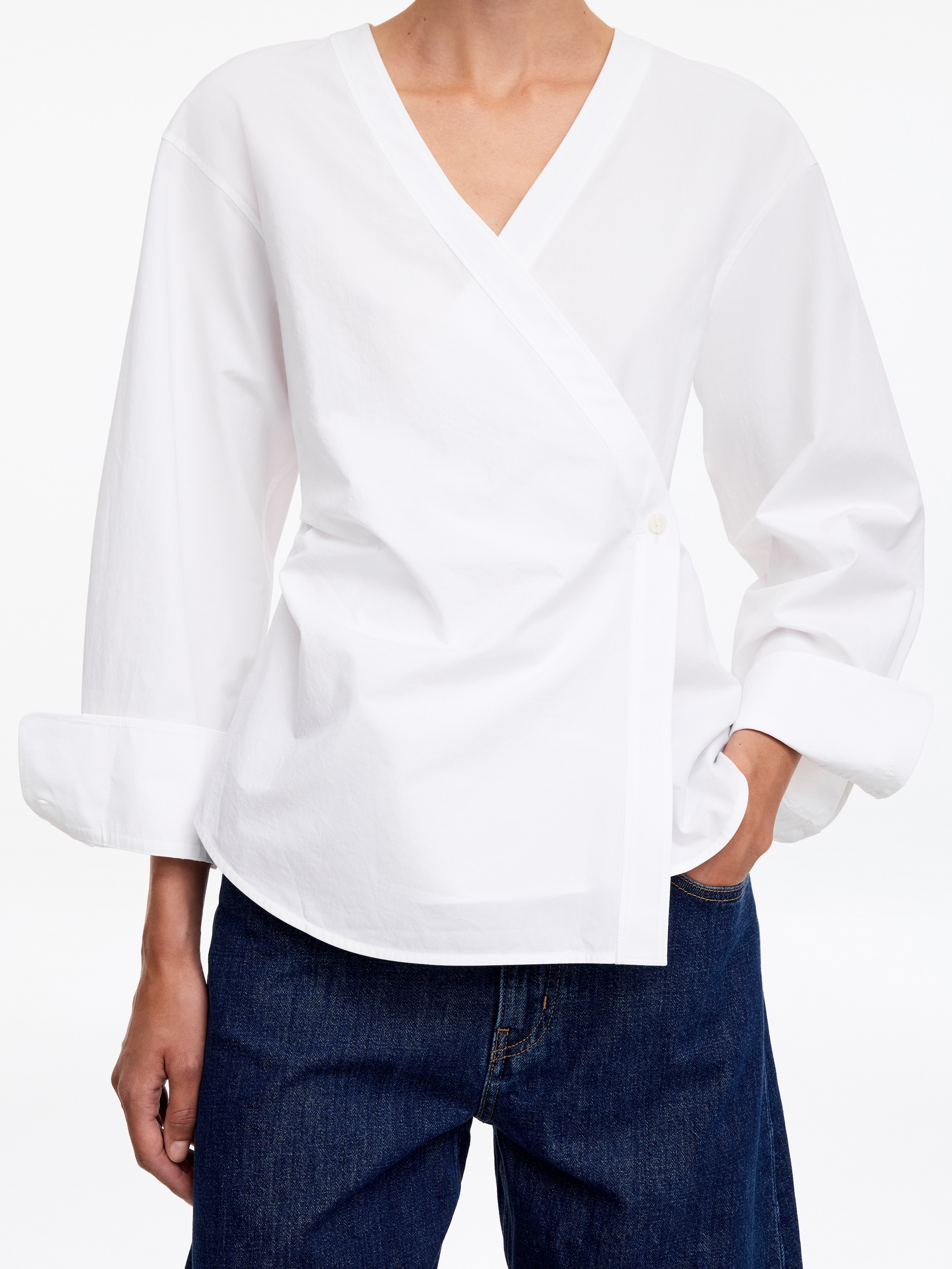 Cotton Wrap Shirt - White - Regular fit - women - StillMedia/Lookbook - 2