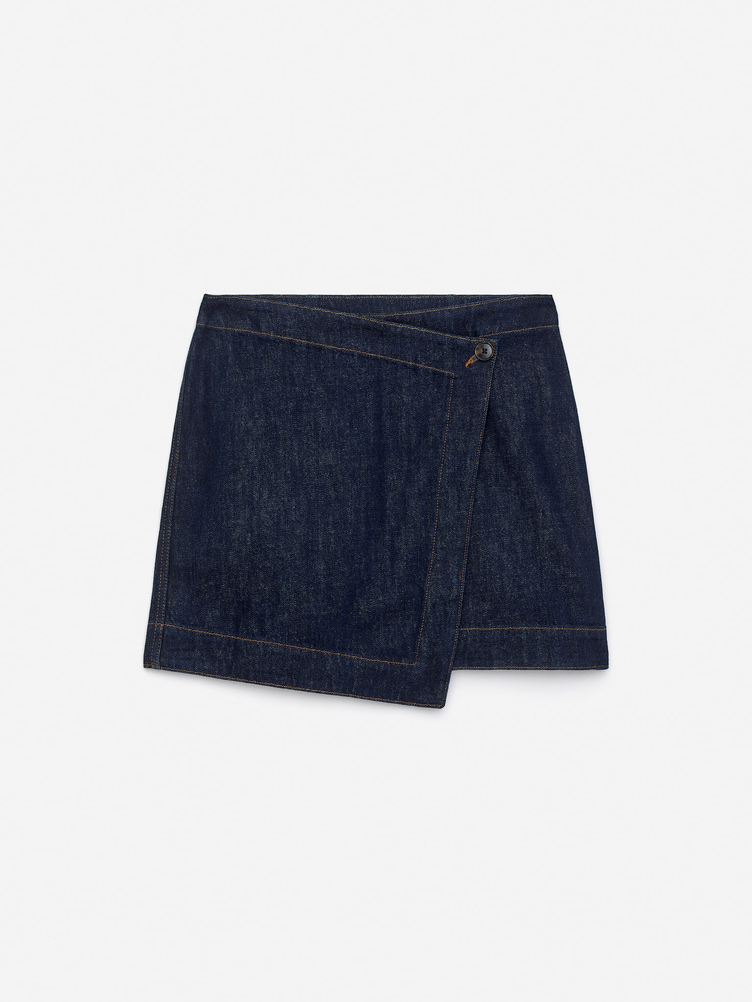 Denim Wrap Skirt - Dark Blue - 2