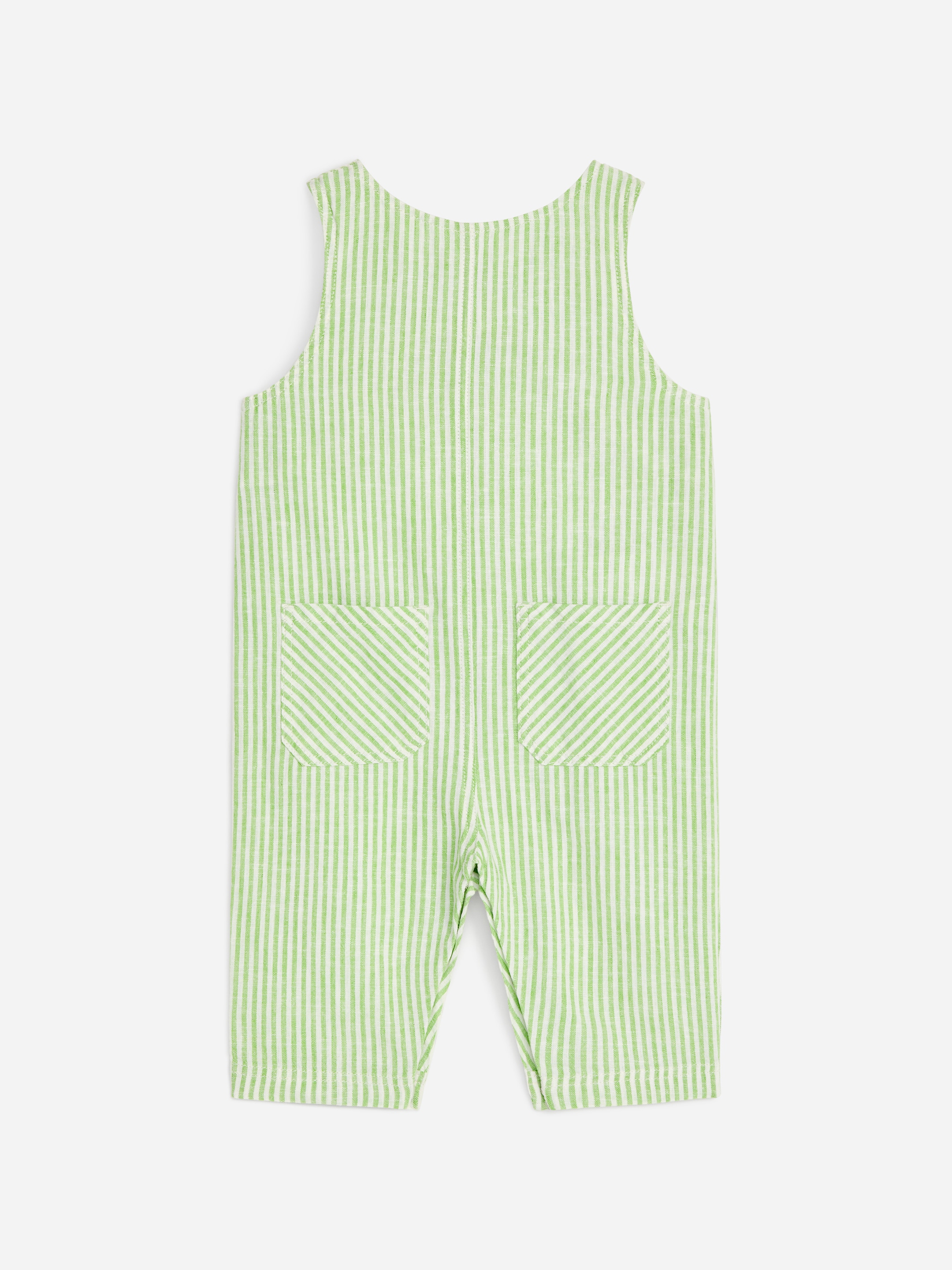 Cotton-Linen Dungarees - Green/White - Regular fit - Children - StillMedia/DescriptiveStillLife - 2