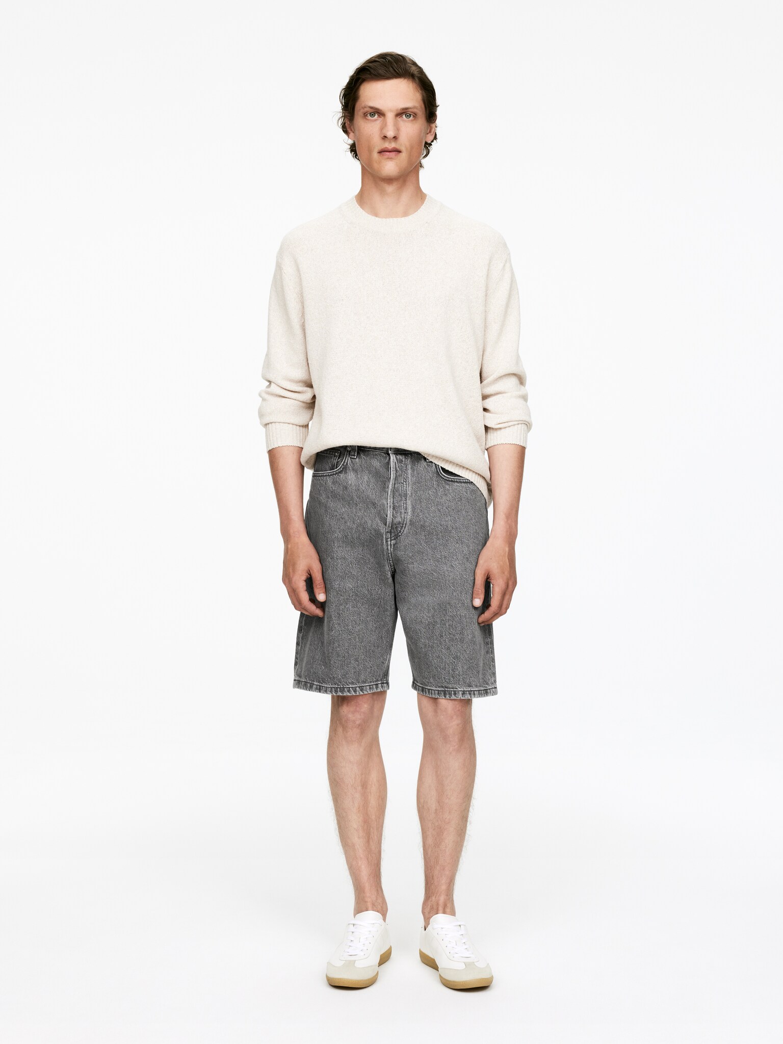 Shorts in denim dalla vestibilità relaxed - Grigio