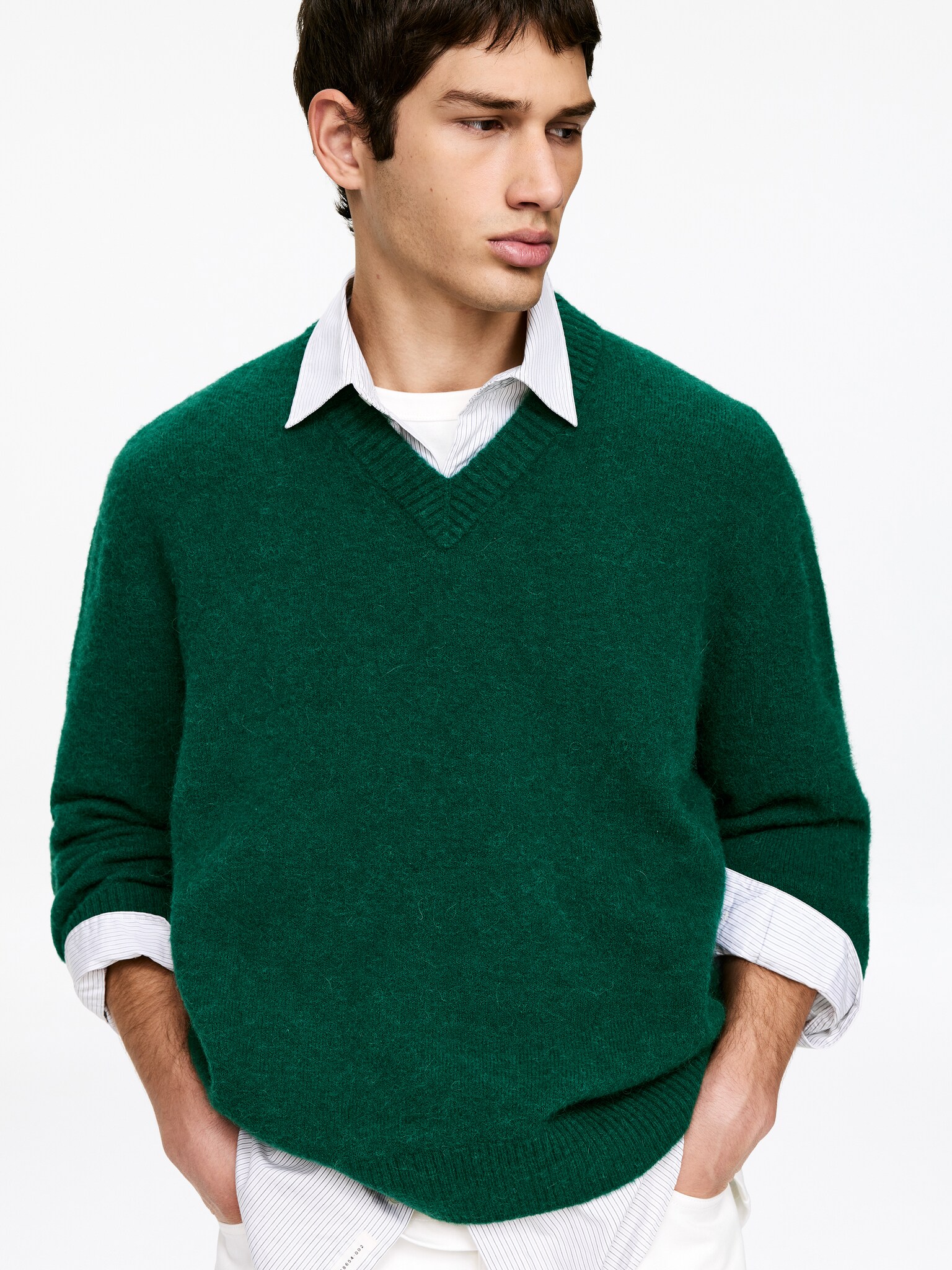 Pull décontracté en mélange d'alpaga - Vert/Bleu foncé/Marron - 5