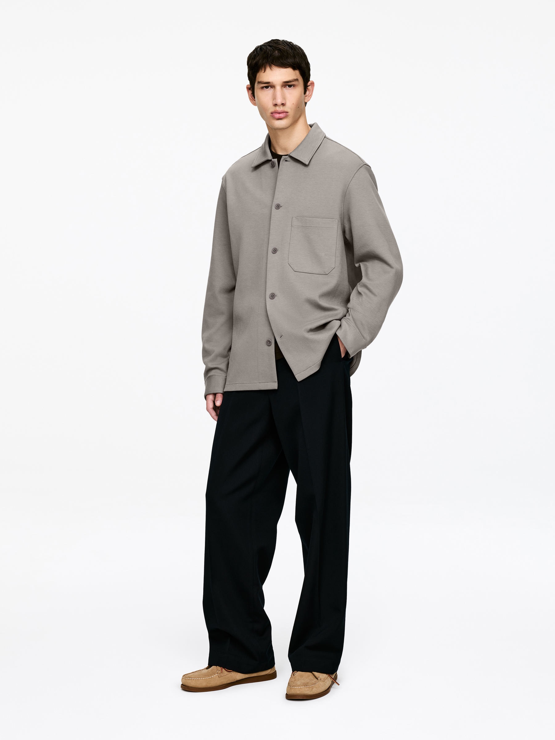 Jersey-Overshirt - Graubraun - Regular Fit - Men - StillMedia/Lookbook - 6