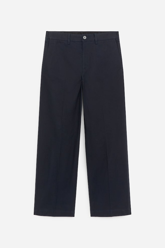 Relaxed Cotton Twill Trousers - Dark Blue - 1