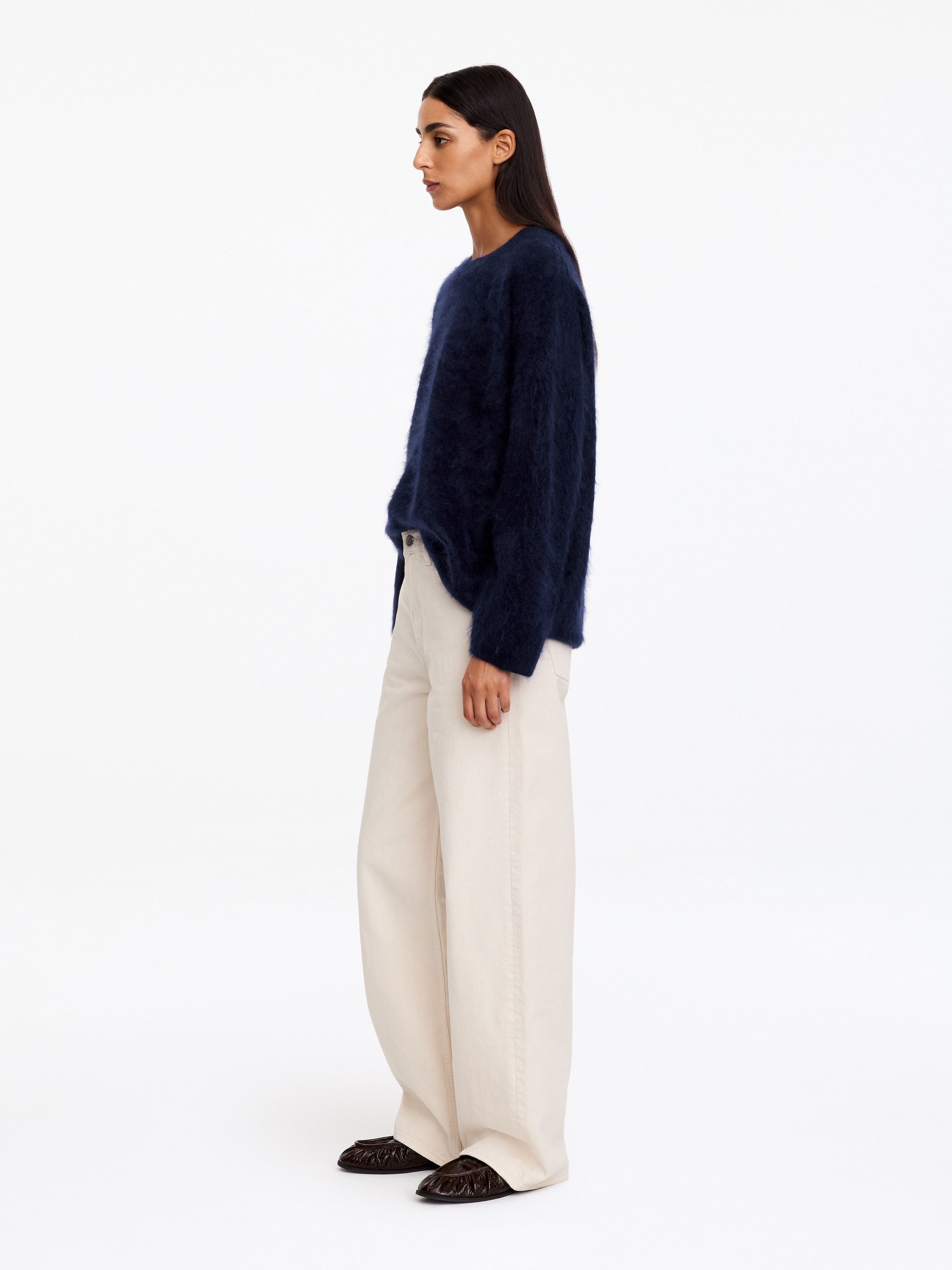 Jersey de cachemir cepillado​ - Azul oscuro - Corte holgado - women - StillMedia/Lookbook - 3