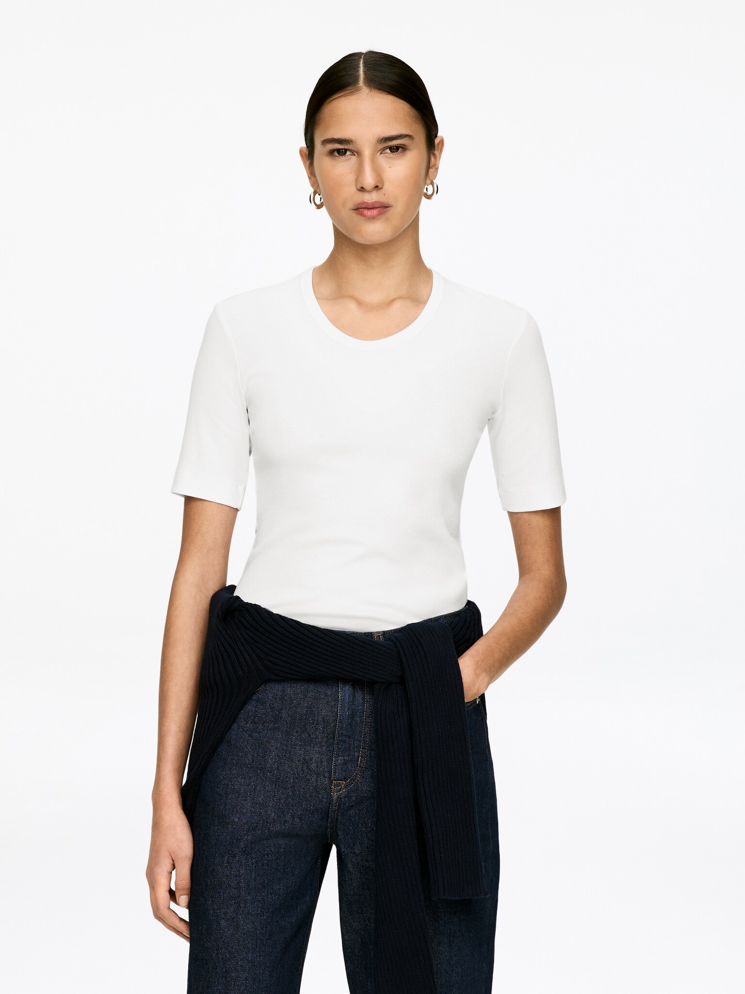 Ribbed Bodysuit - White - 1