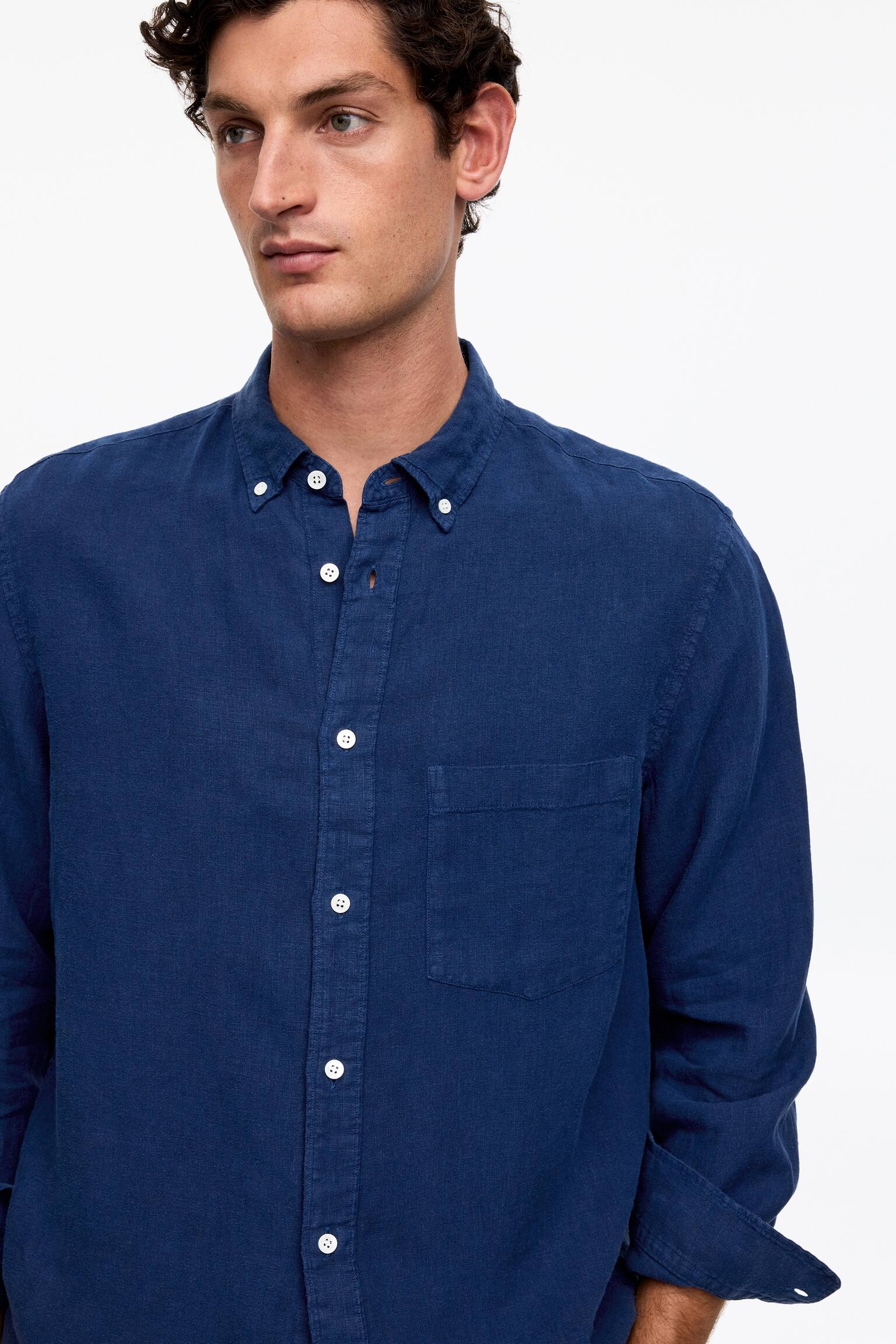 Linneskjorta - Mörkblå/Off-white/Mintgrön/Mörk dimrosa - 3