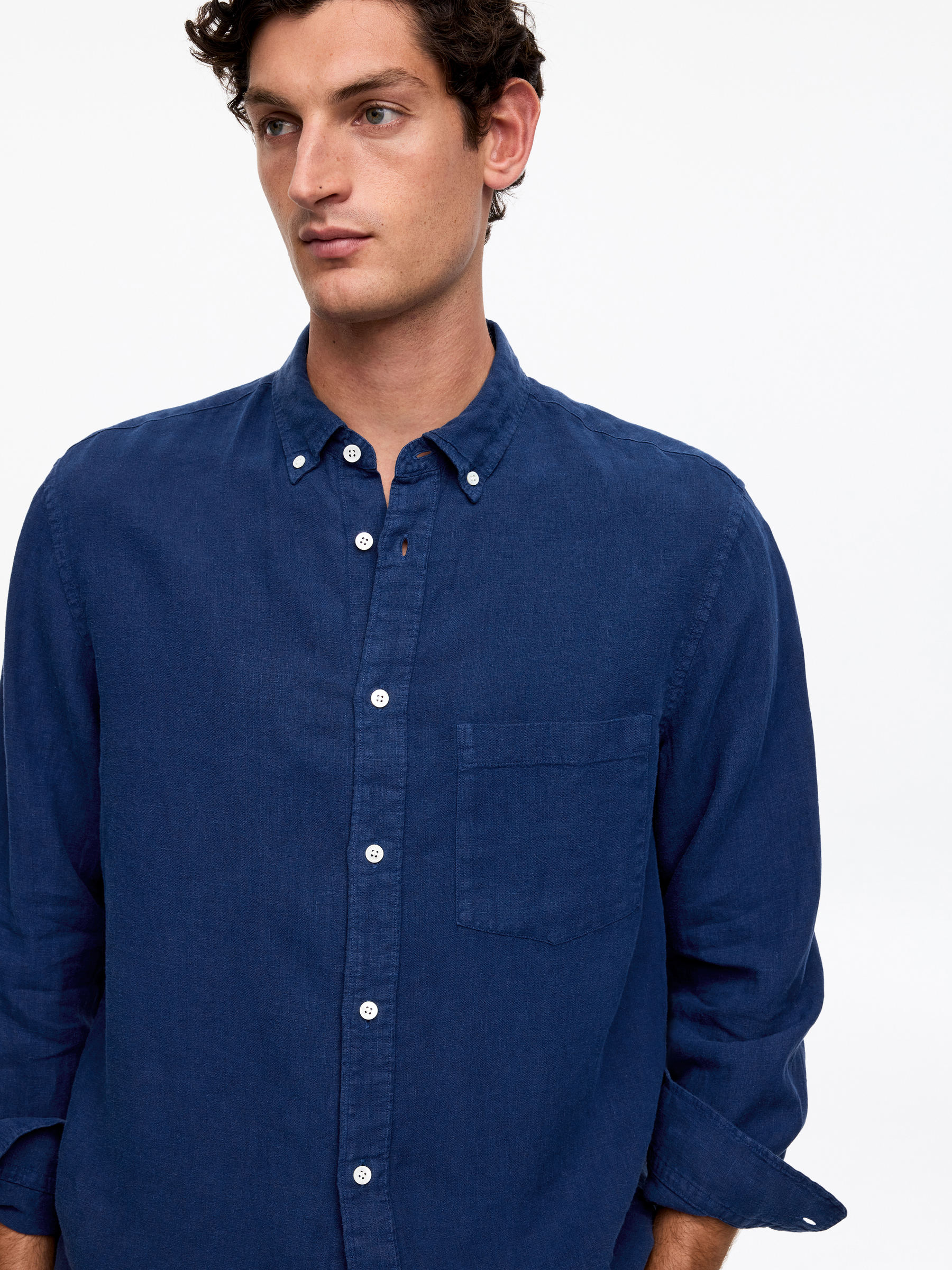 Relaxed Linen Shirt - Dark Blue - Relaxed fit - Men - StillMedia/Lookbook - 4