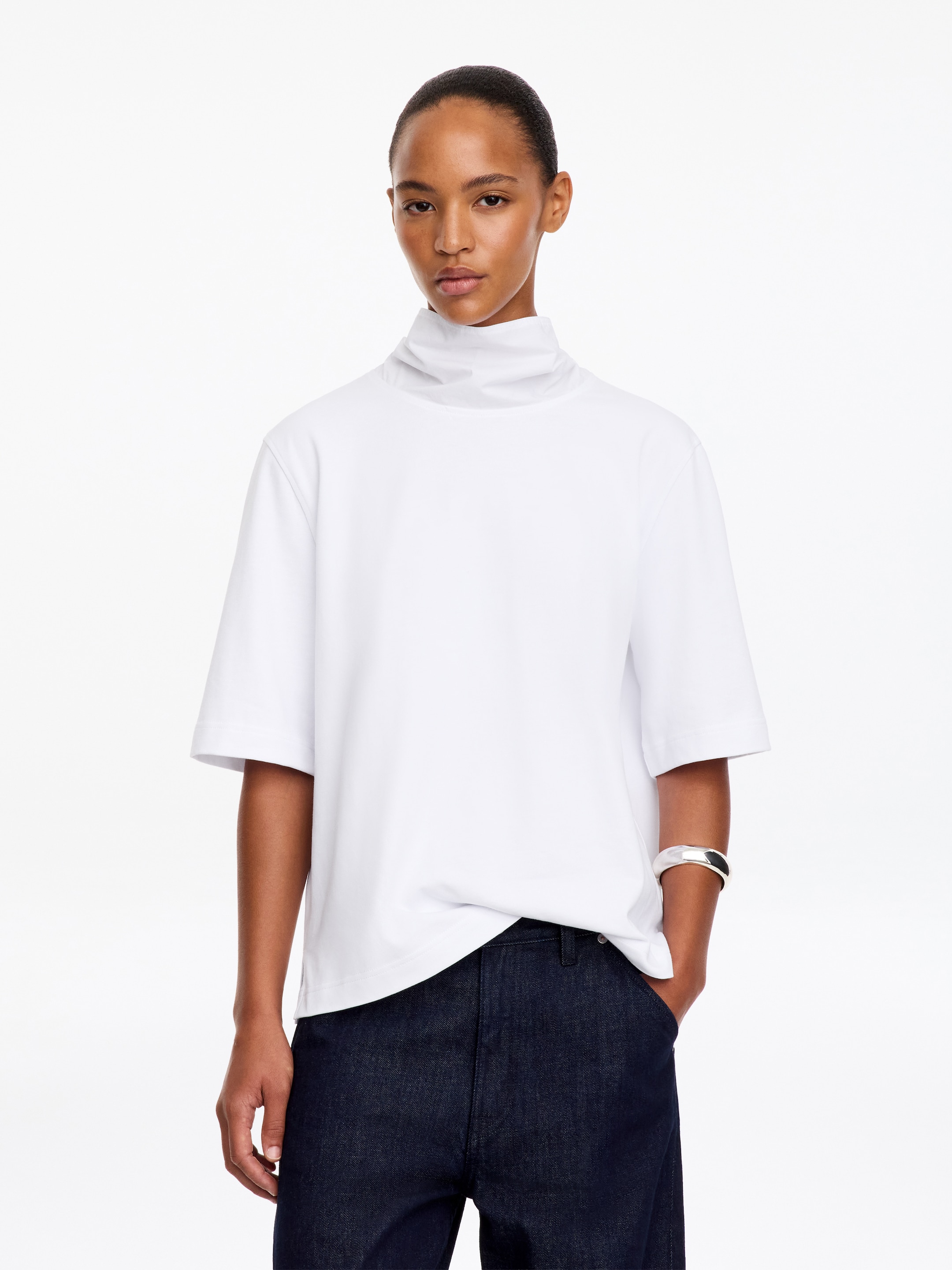 Top con cuello de bufanda-White-20832