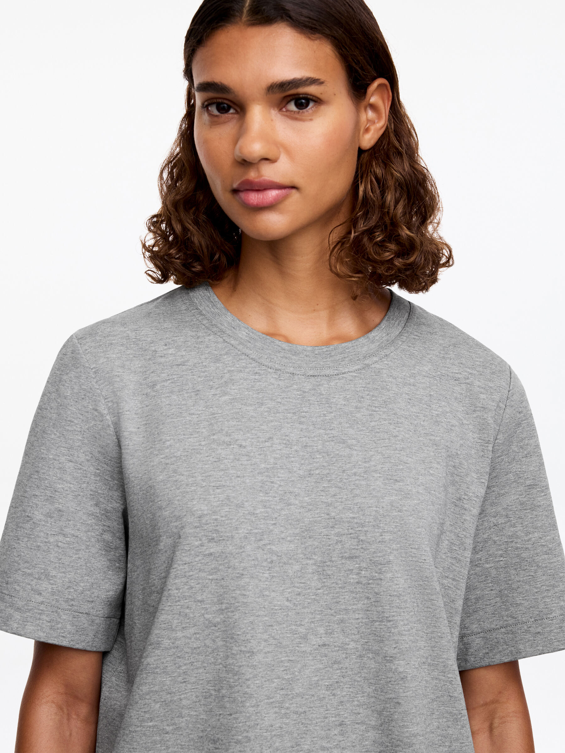 T-shirt signature structuré - Gris chiné - Regular fit - Femme - StillMedia/Lookbook - 36