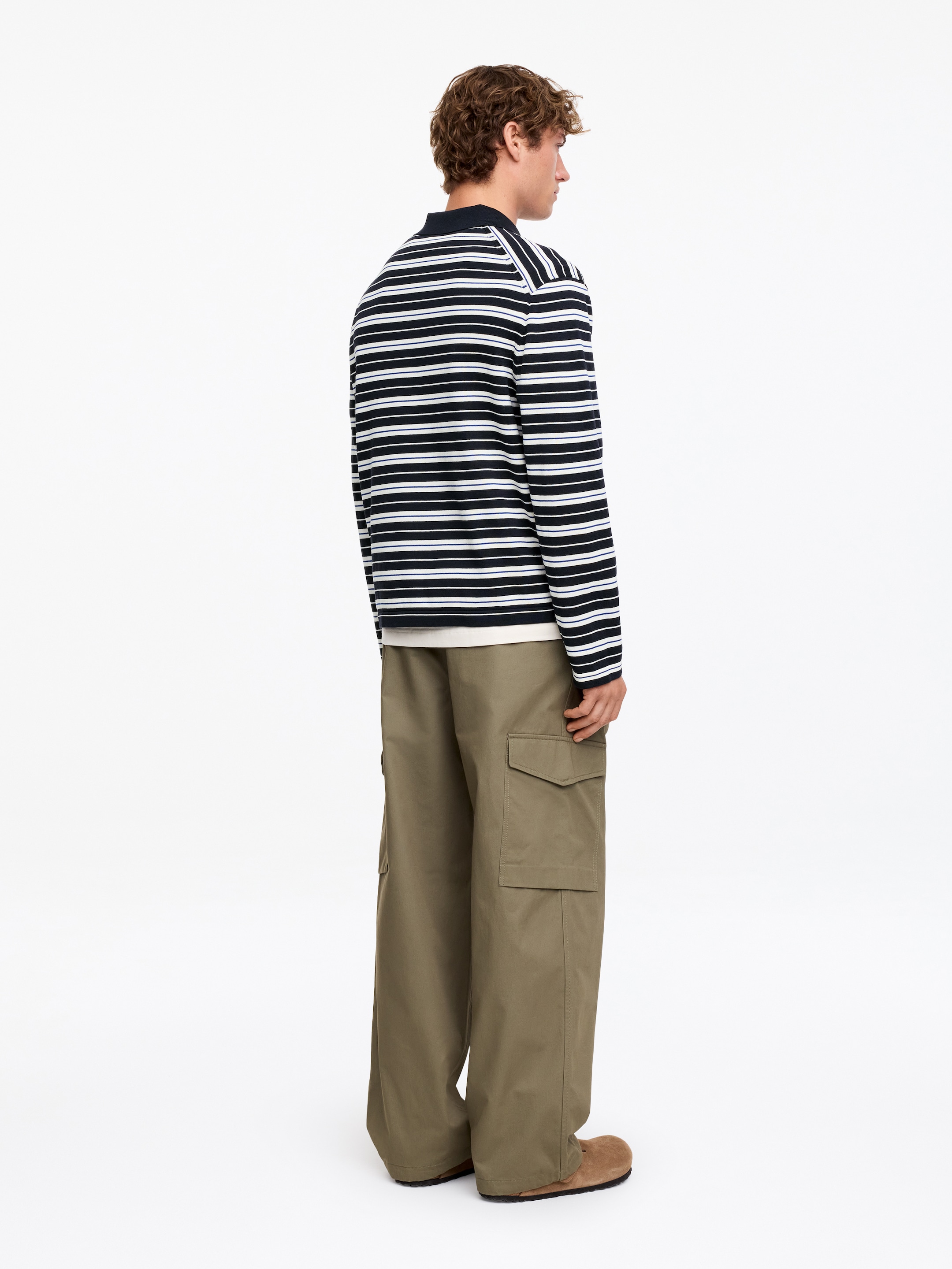 Cotton Polo Shirt - Dark Blue/Striped - Relaxed fit - Men - StillMedia/Lookbook - 2