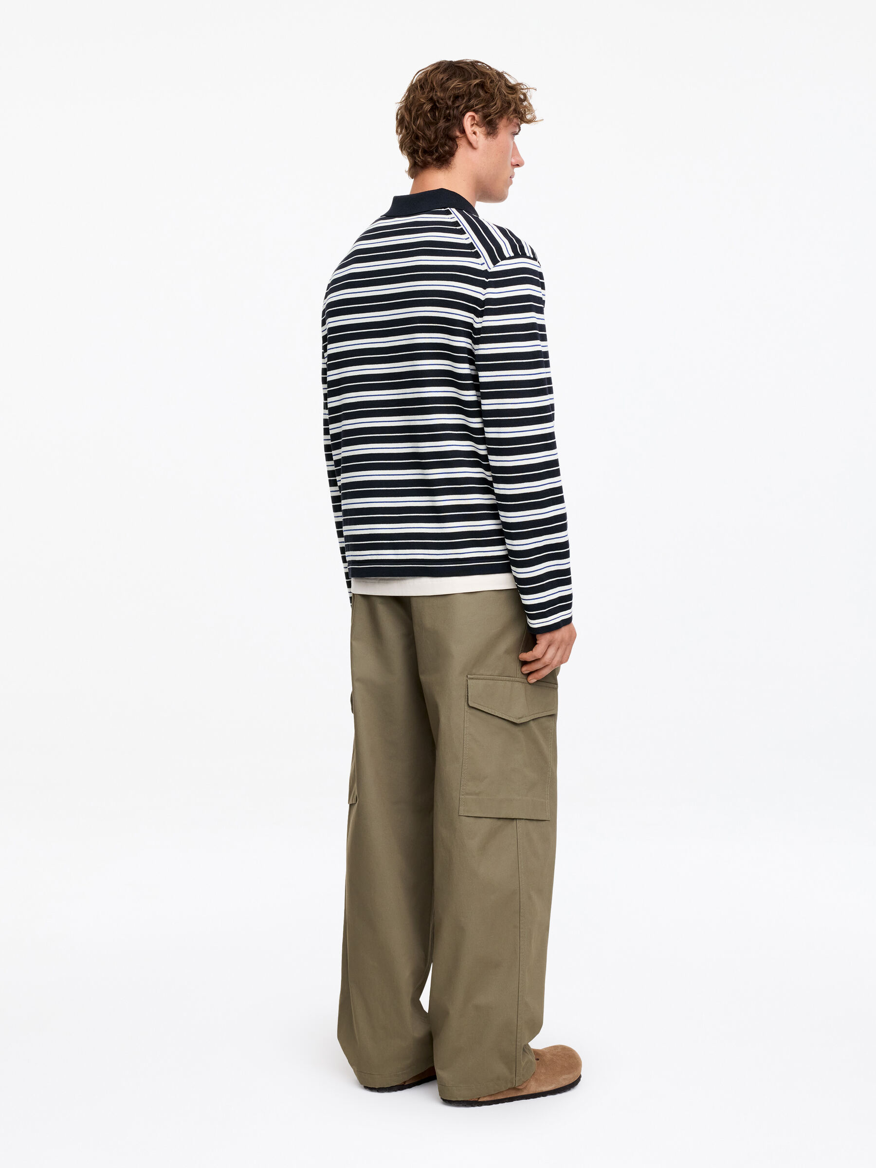 Cotton Polo Shirt - Dark Blue/Striped - Relaxed fit - Men - StillMedia/Lookbook - 2