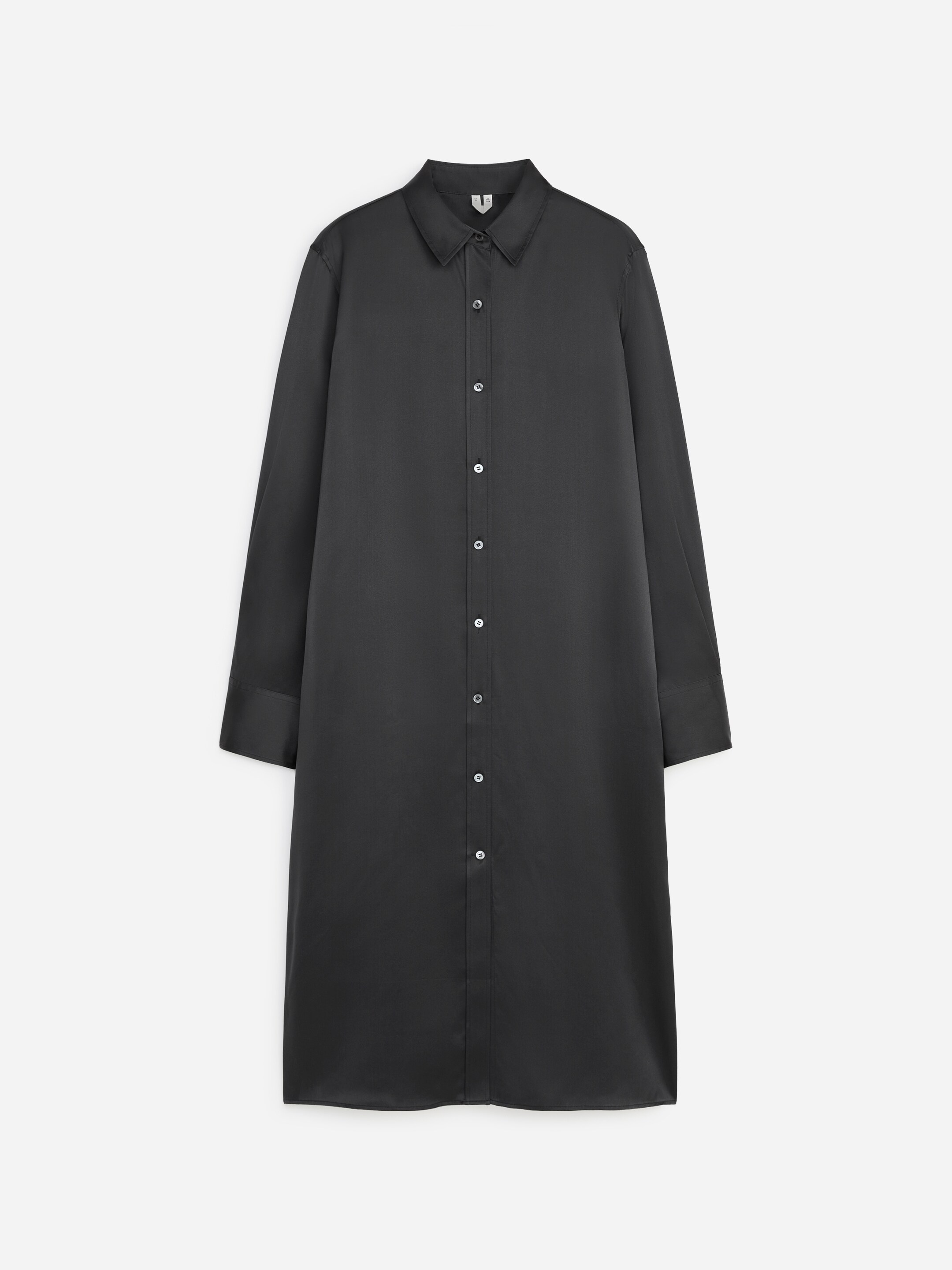 Vestido de seda abotonado - Gris oscuro - Corte estándar - Women - StillMedia/DescriptiveStillLife - 1