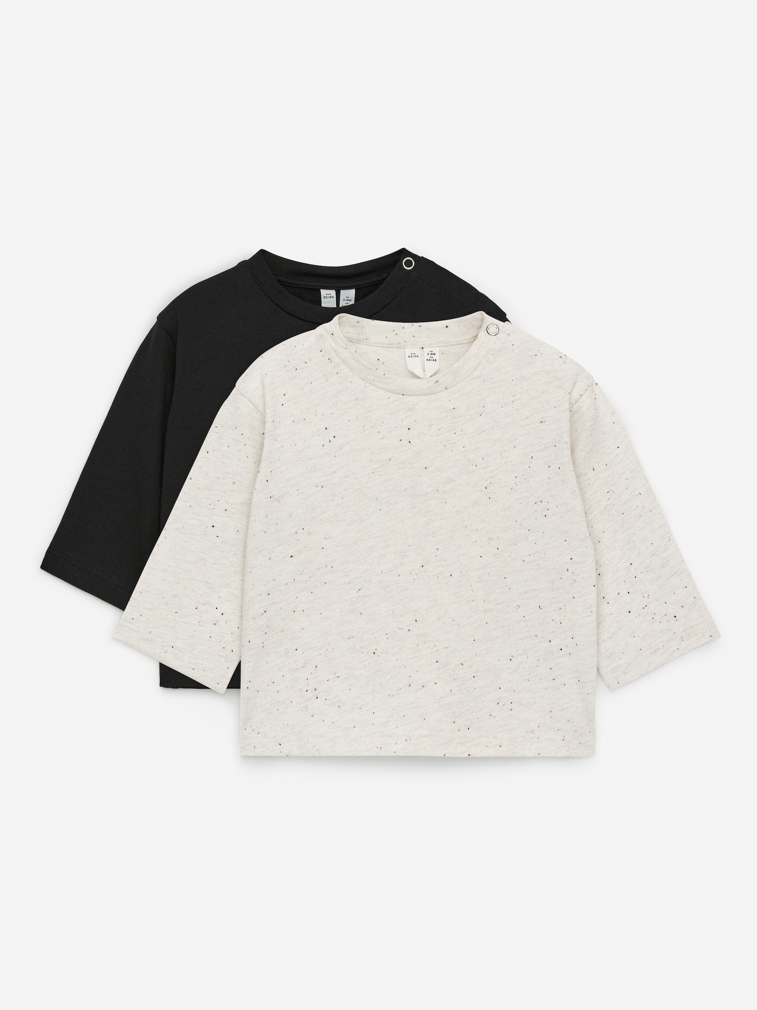 Long Sleeve Top Set of 2 - Off White/Black Neps - 1