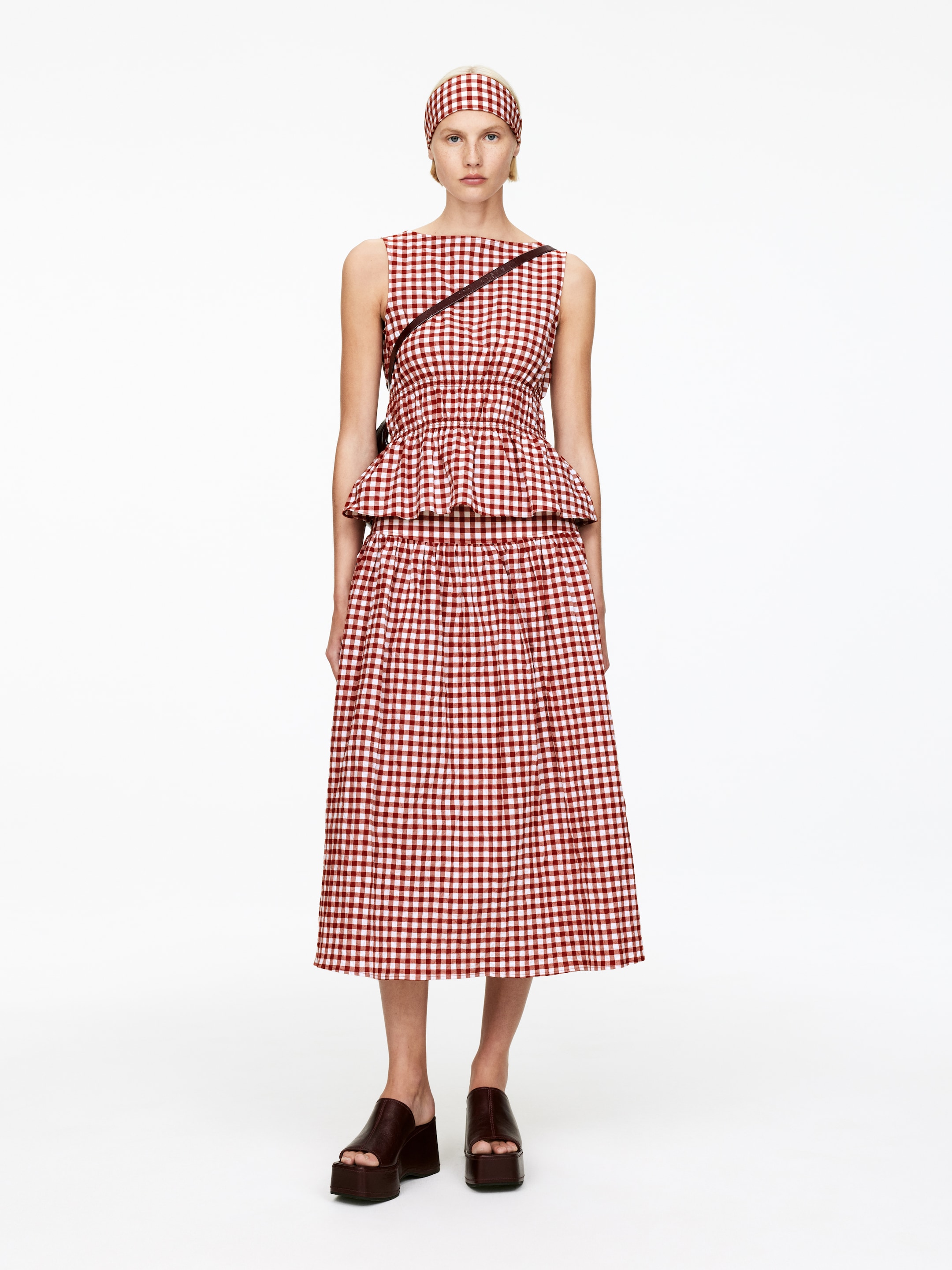 Größeres Bild anzeigen: Rock aus Seersucker - Rostrot/Weiß - Ladies | H&M AT 1