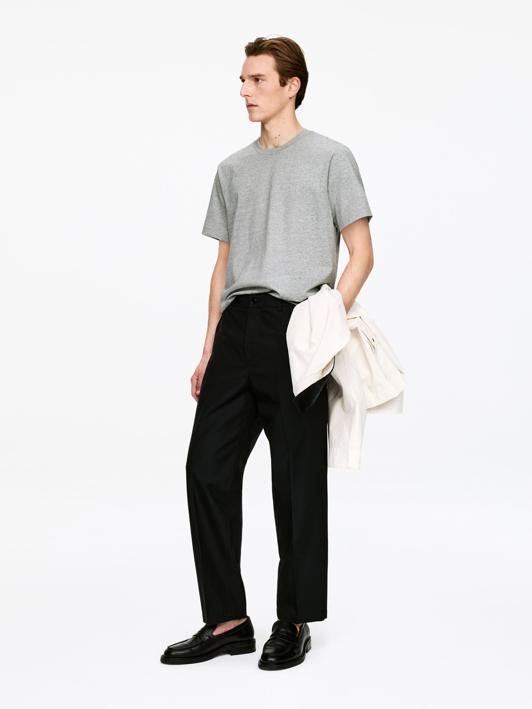 220 GSM Relaxed T-Shirt - Light Grey Melange - Regular fit - Men - StillMedia/Lookbook - 50