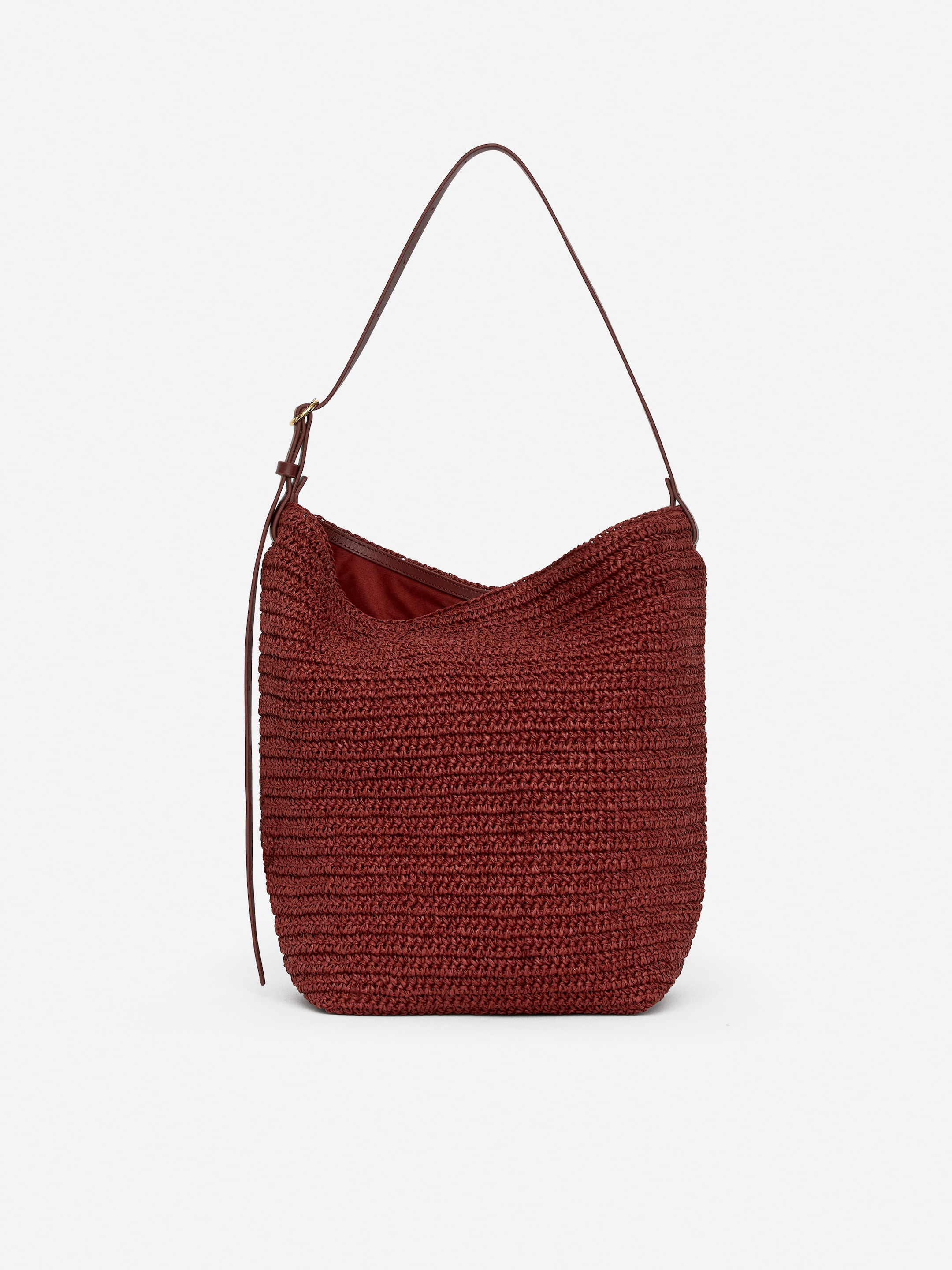 Lined Straw Bag-#9D3D2D-15621