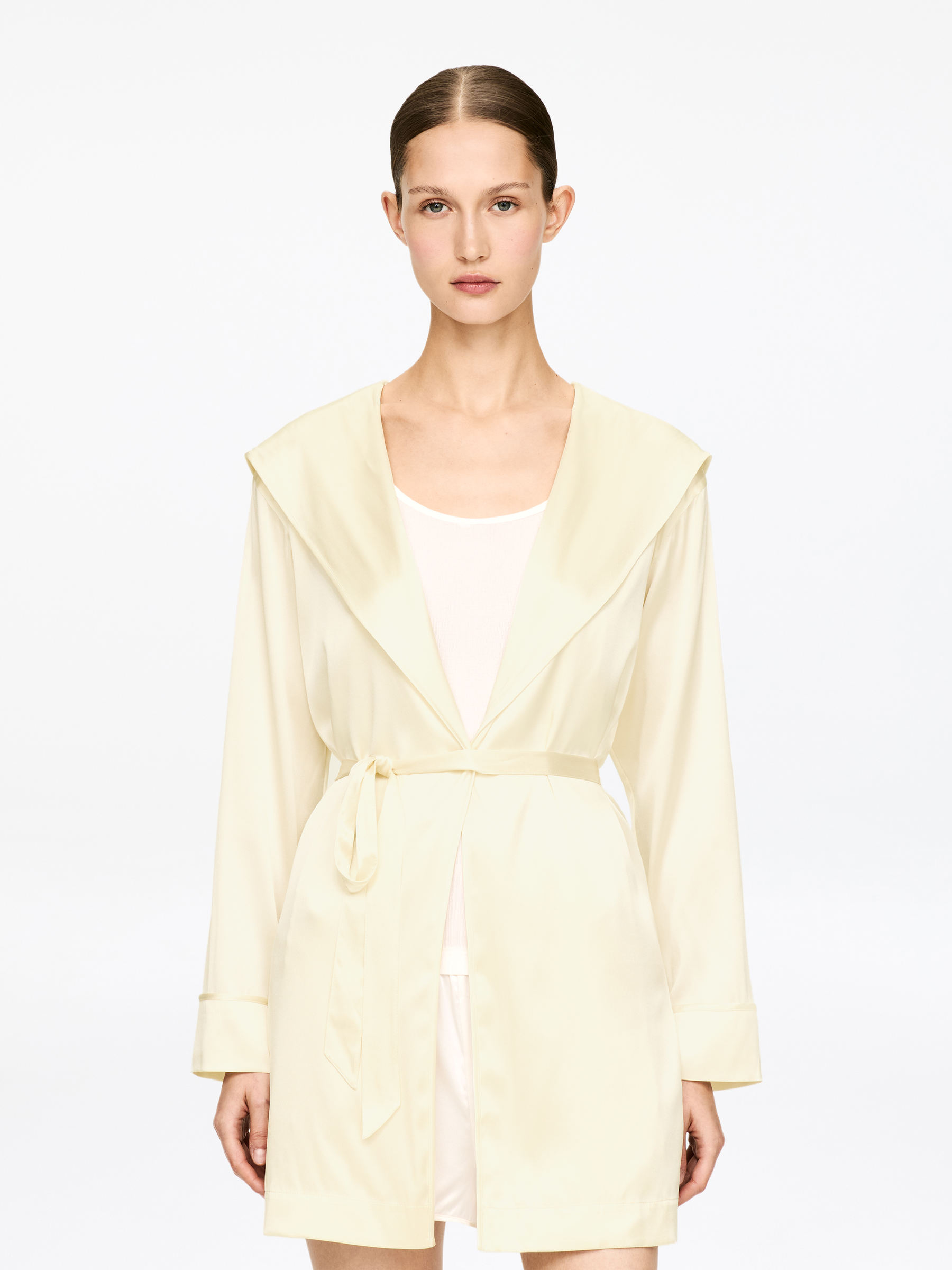 Stretch Silk Robe-#DCD6C7-17538