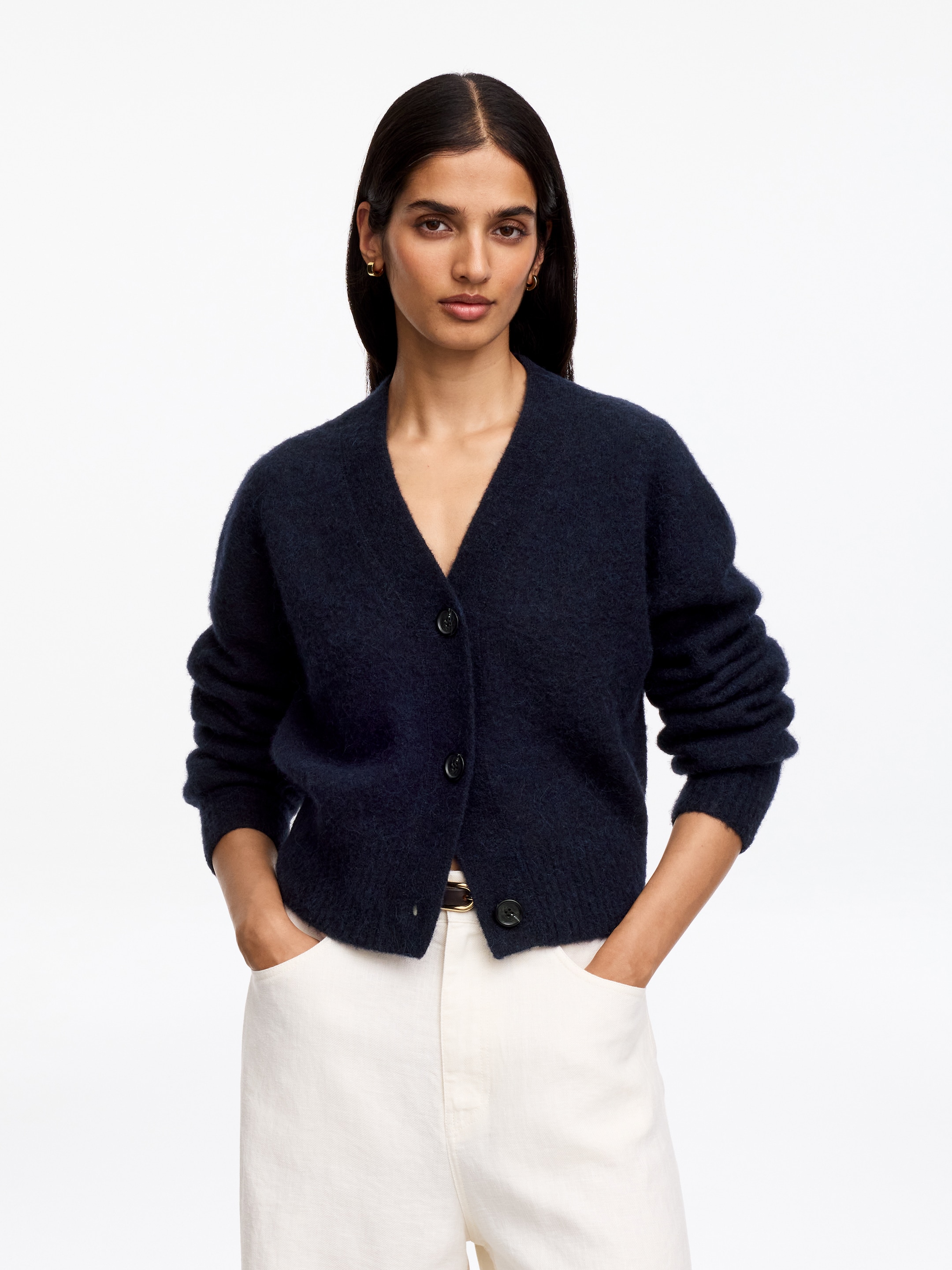 Strickjacke aus einer Alpaka-Wollmischung - Dunkelblau - Loose Fit - women - StillMedia/Lookbook - 4
