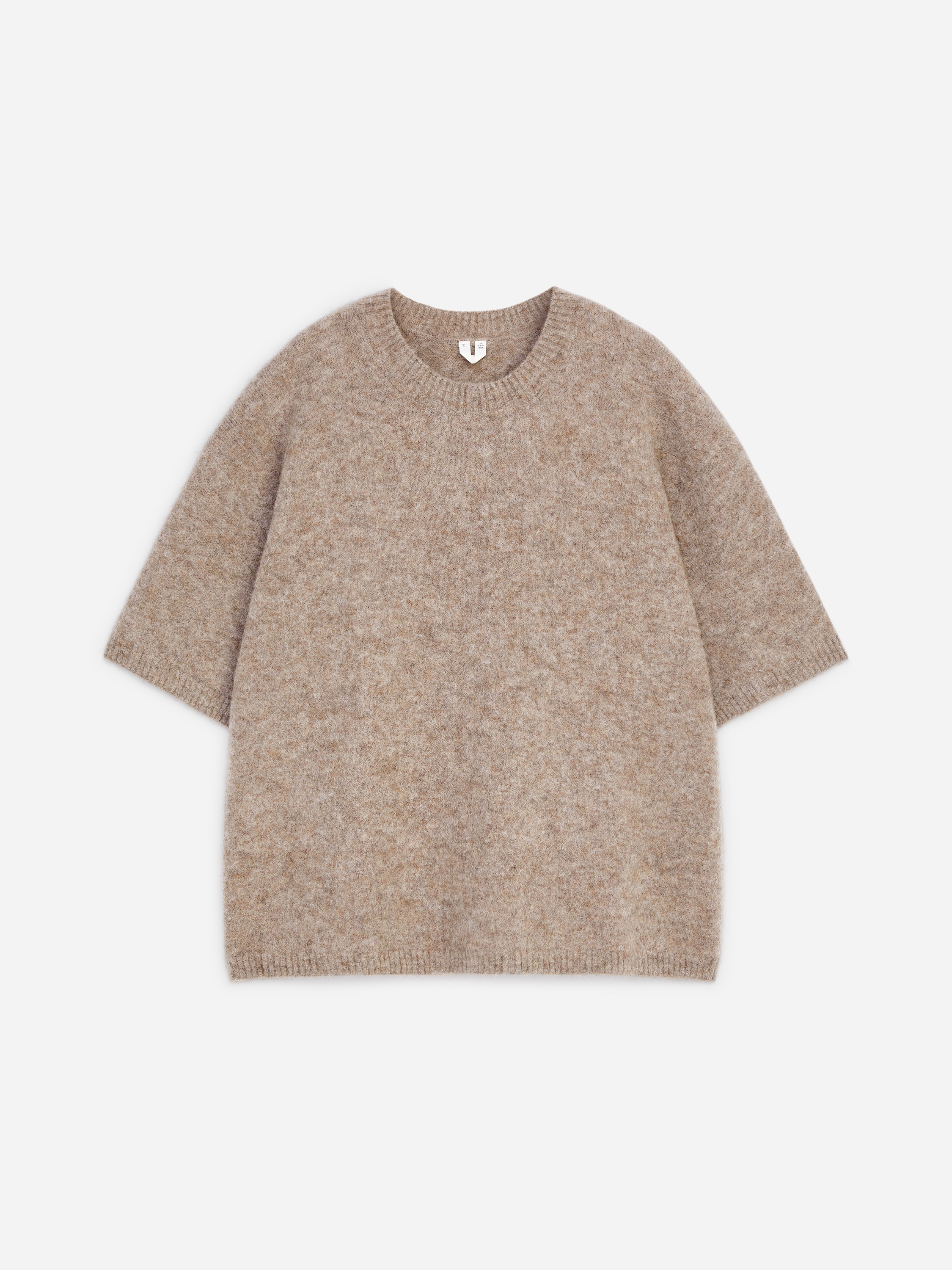 Alpaca-Wool Blend Jumper - Light Taupe/Reddish Brown/Black