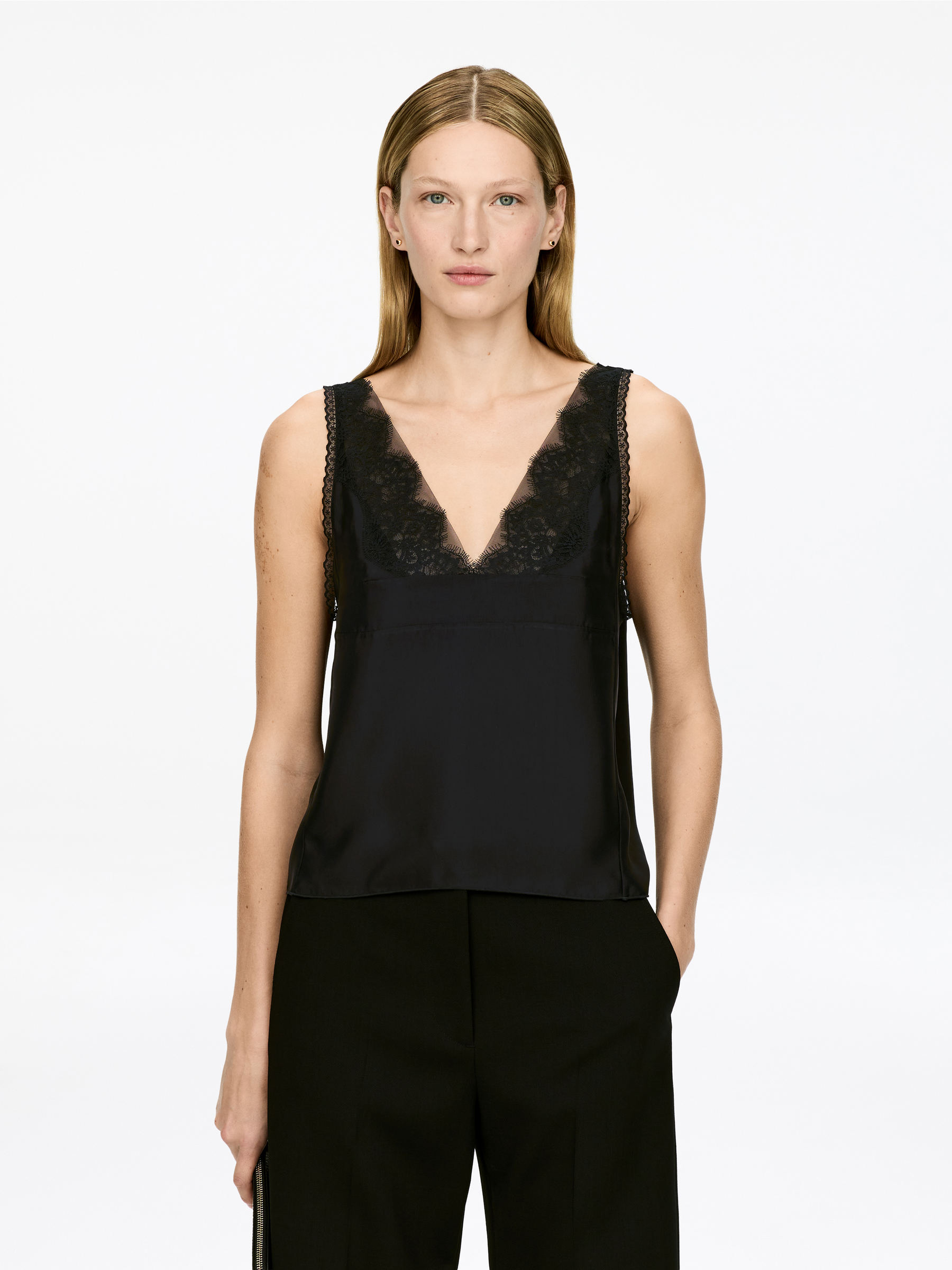 Lace-Detail Top-#272627-17208