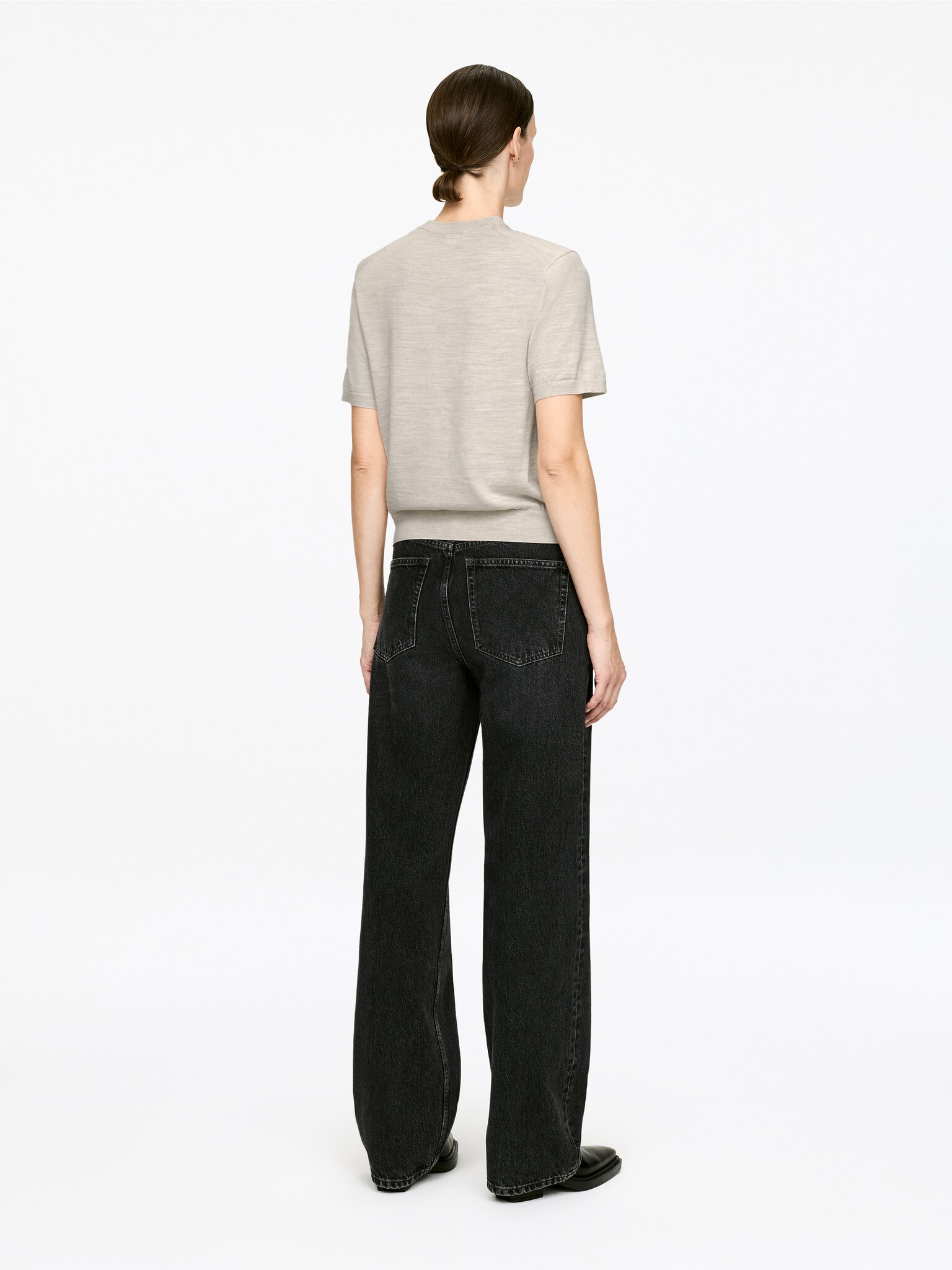 Knitted Merino Wool T-Shirt - Light Beige/Dark Blue/Dark Beige/Black - 4