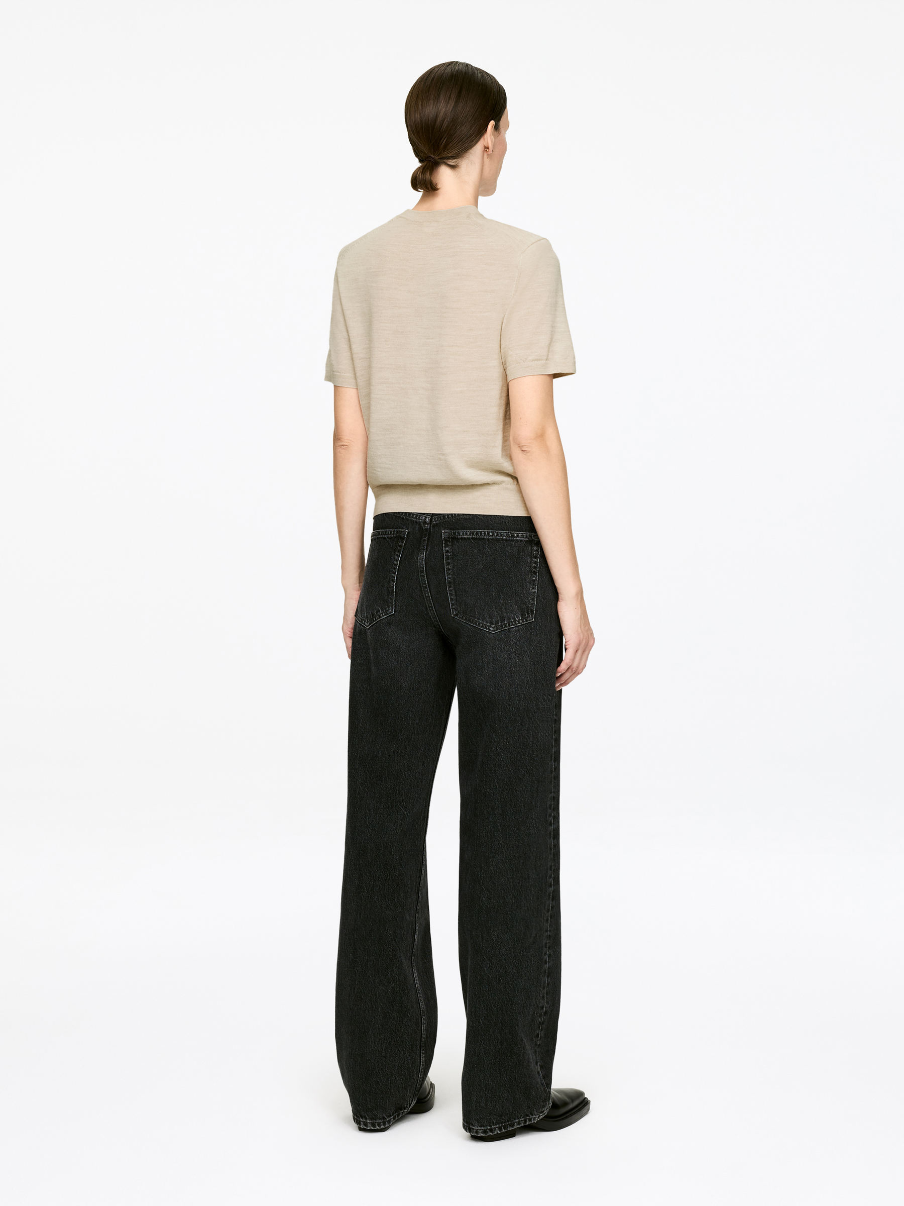 Knitted Merino Wool T-Shirt - Light Beige - Regular fit - Women - StillMedia/Lookbook - 9