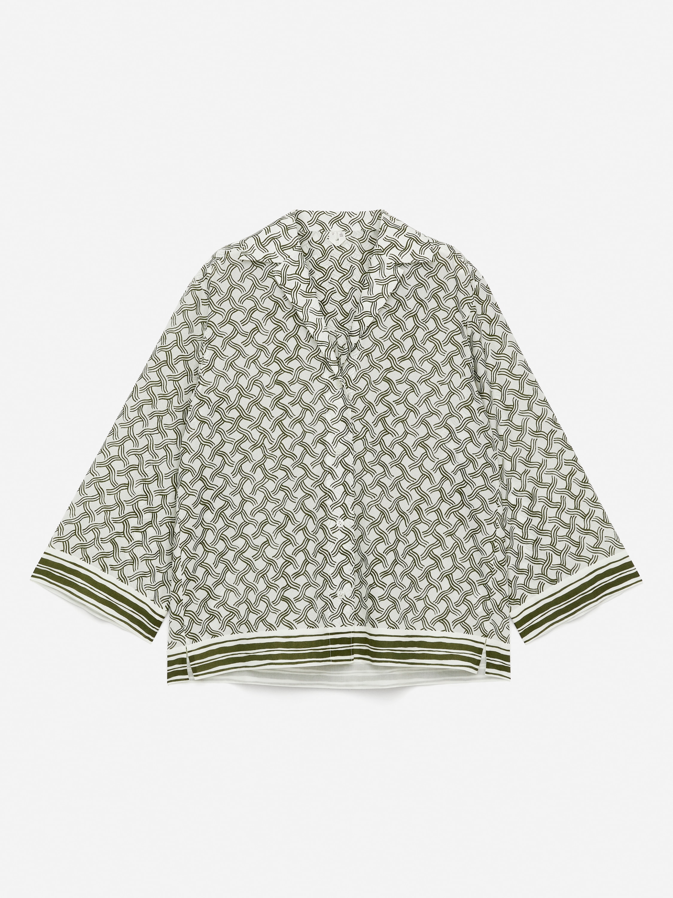 Košile s potiskem - Off White/Tmavě zelená/Tmavě modrá/bílá