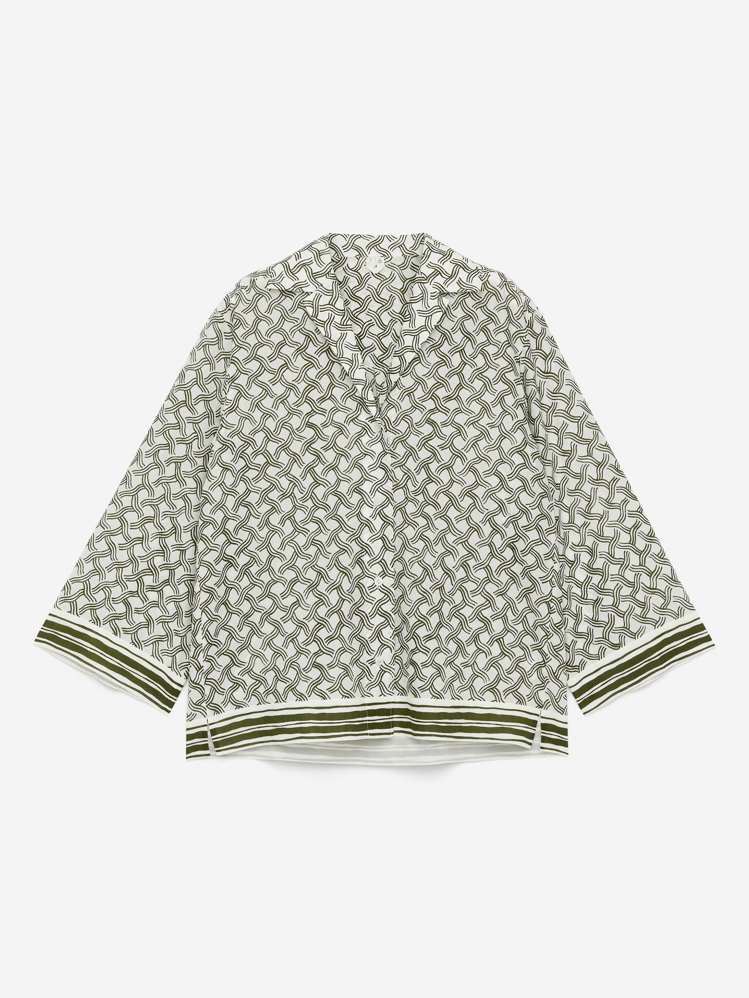 Cămașă imprimată - Off White/Verde Închis/Albastru închis/Alb