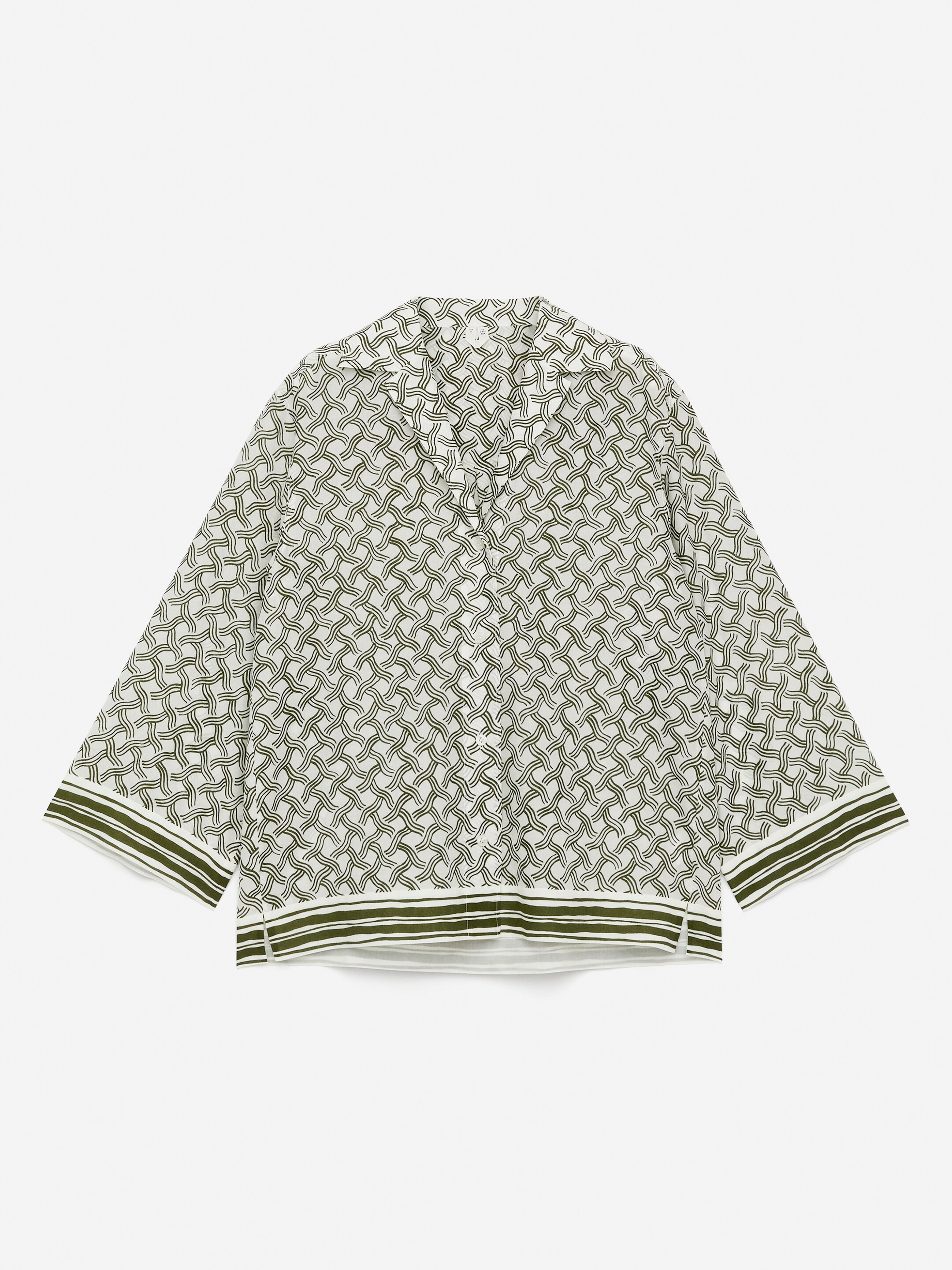 Ver imagen más grande: Camisa estampada - Blanco roto/verde oscuro - MUJER | H&M ES 5
