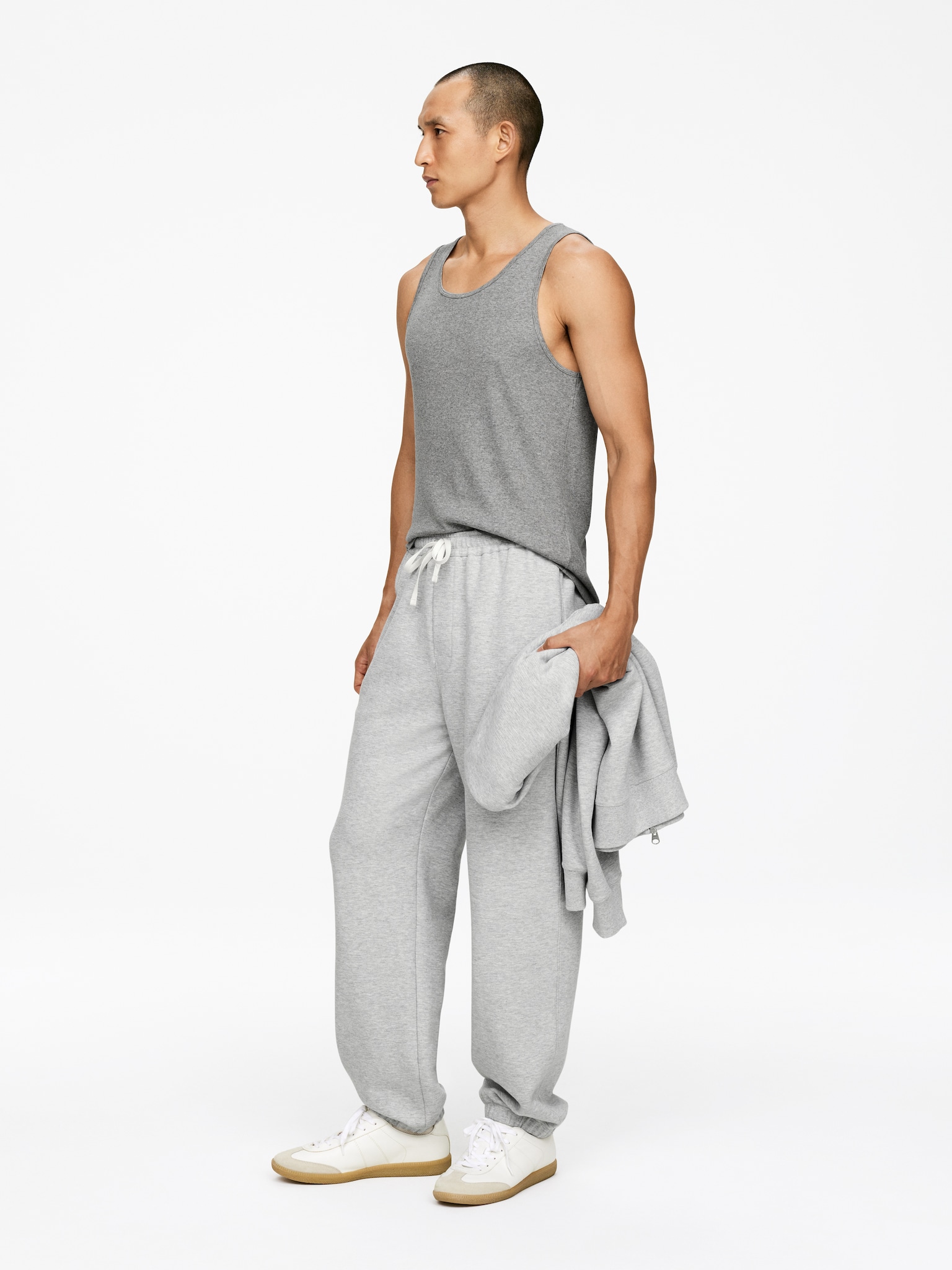 Ribbed Tank Top - Grey/White - 4
