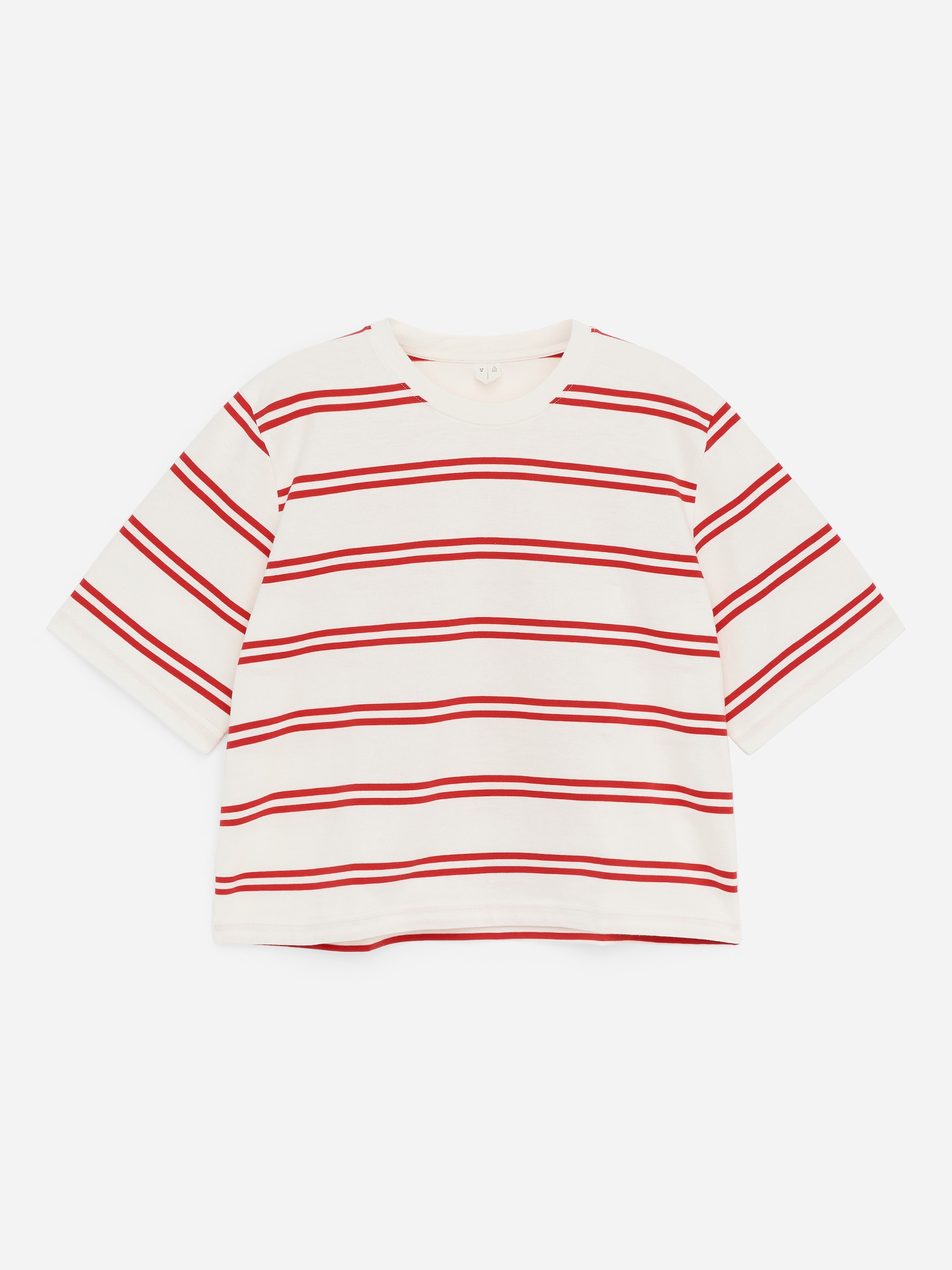 Kastiges Signature-T-Shirt - Rot/Cremeweiß - Relaxed Fit - Damen - StillMedia/DescriptiveStillLife - 1