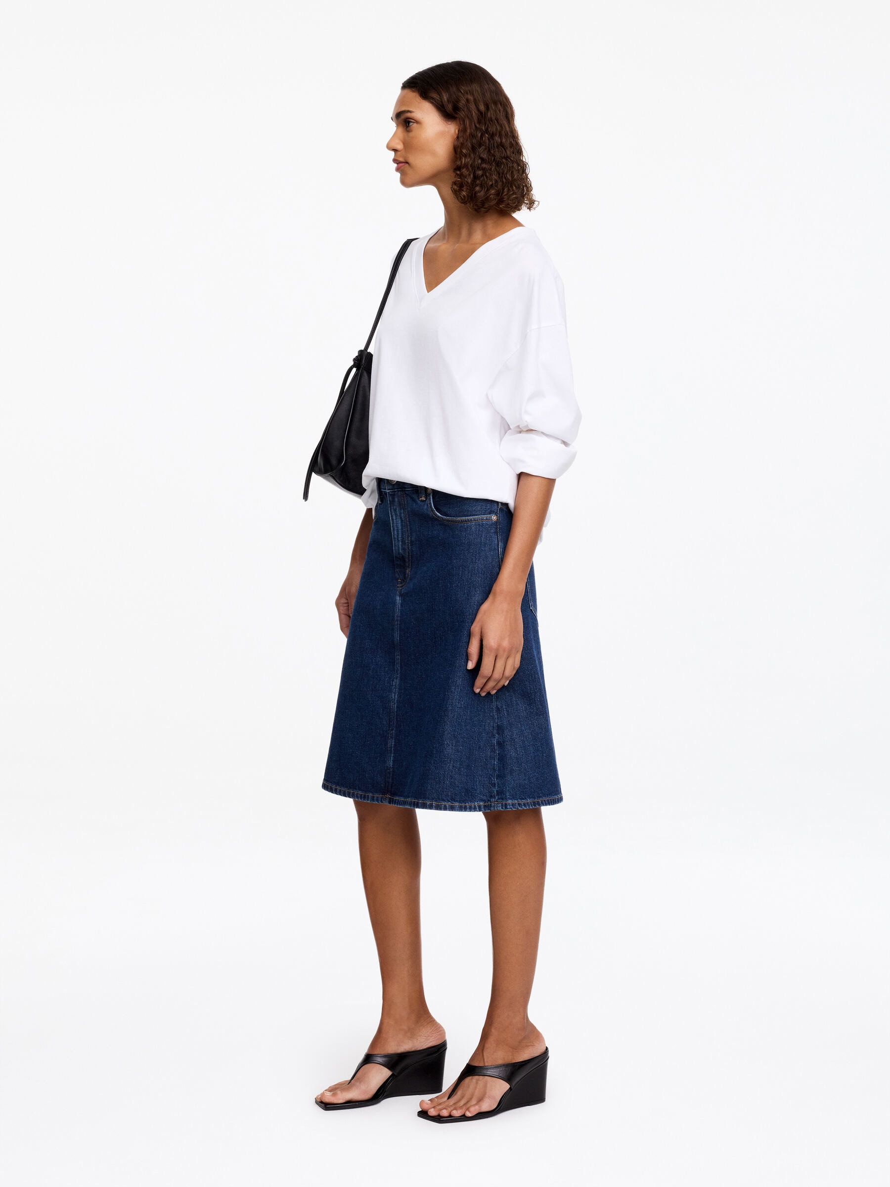 Jupe trapèze mi-longue en jean - Bleu moyen - Regular fit - Femme - StillMedia/Lookbook - 2