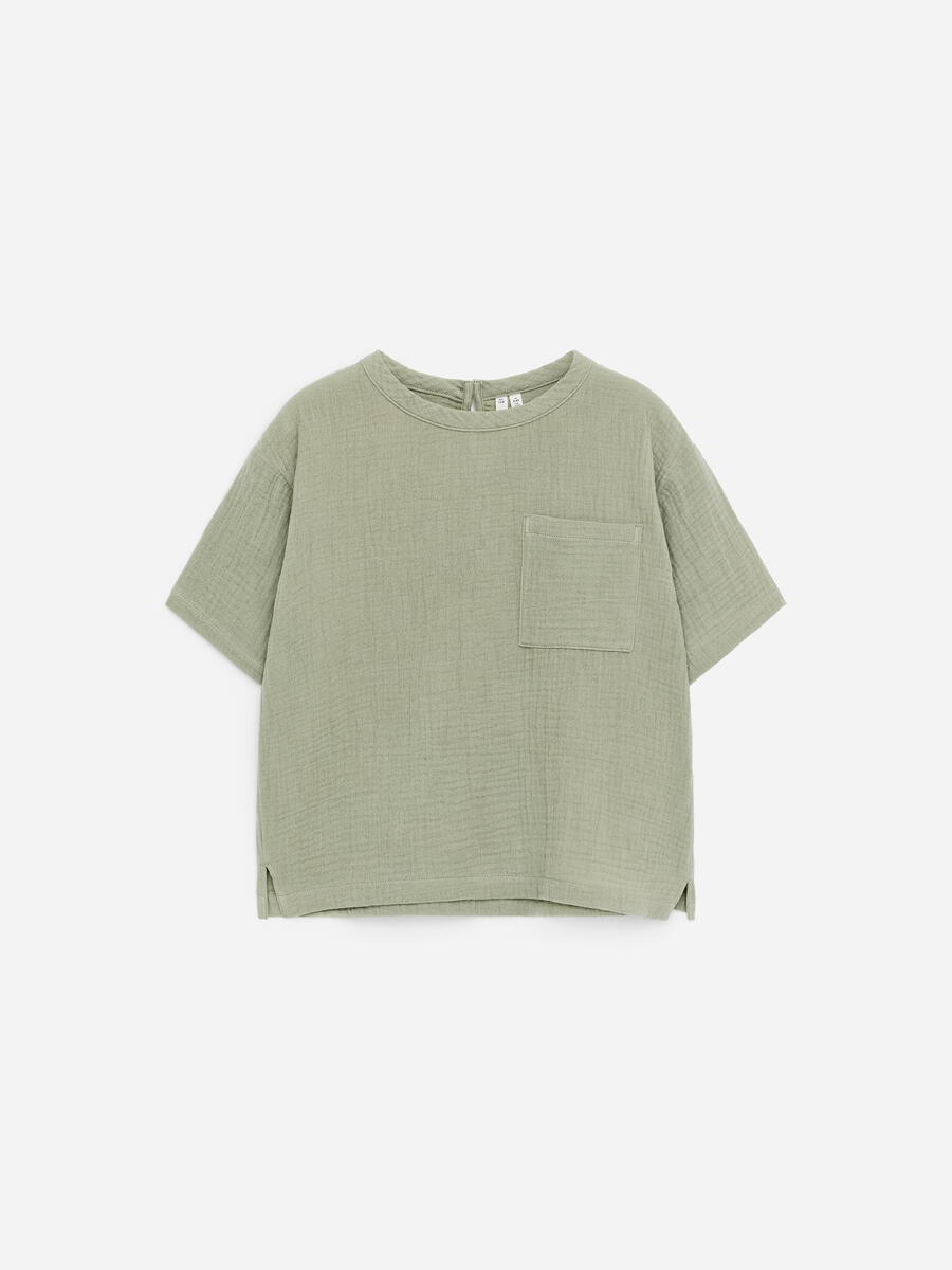 ARKET Boys  Cotton Muslin T-Shirt Green,  size 92
