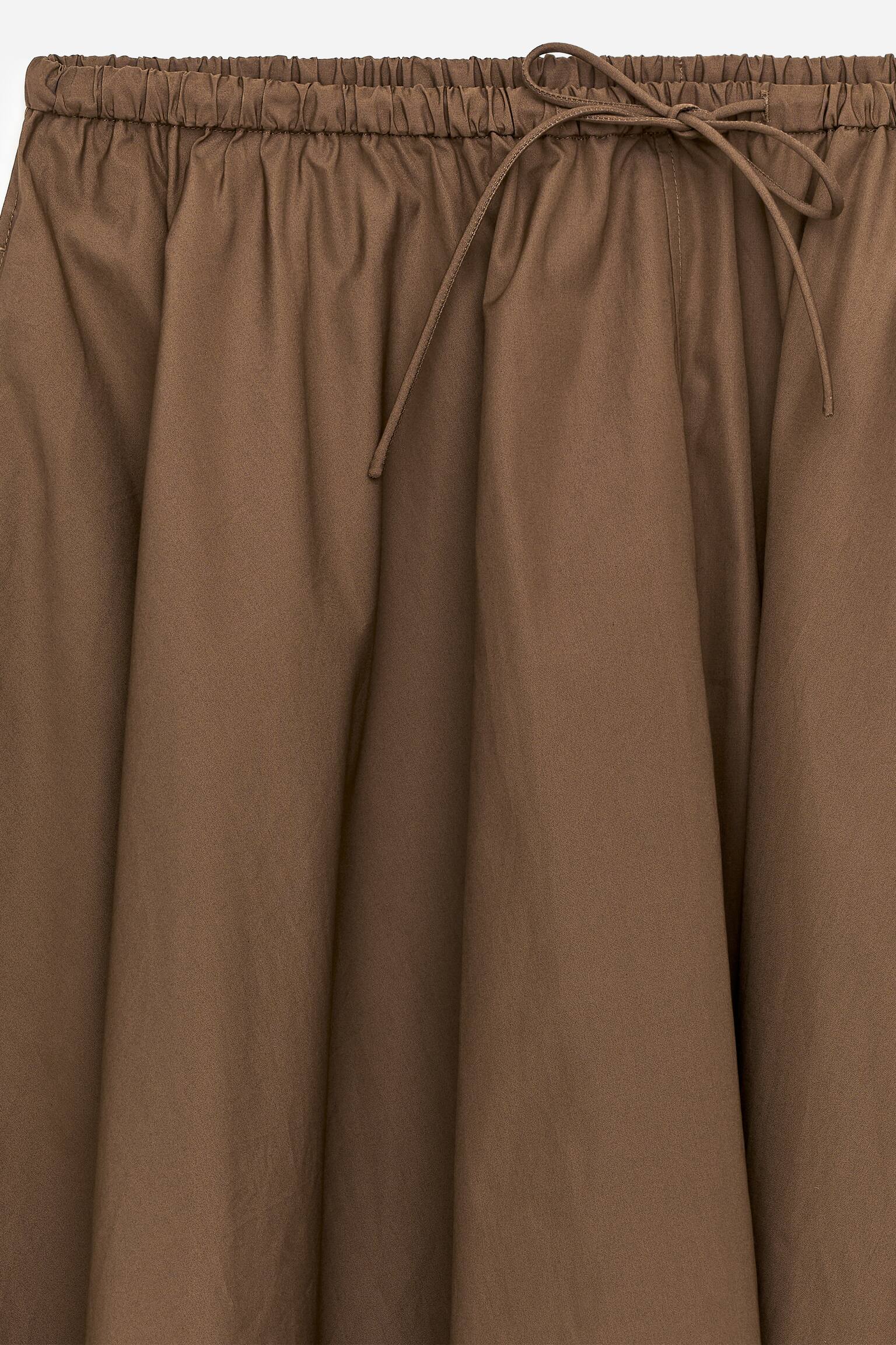 Falda ancha de algodón - Marrón/Negro - 4