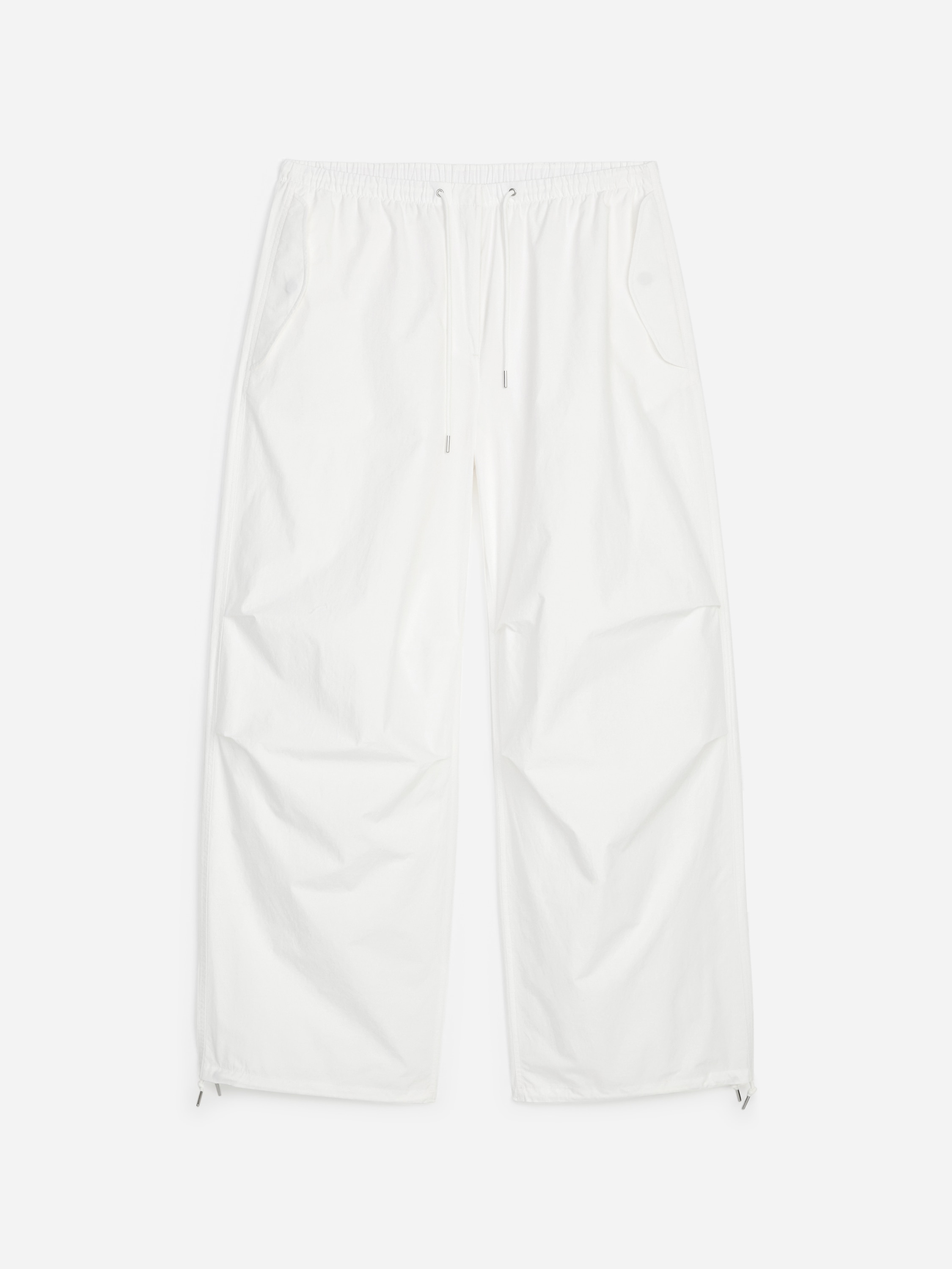 Pantaloni in cotone con pieghe al ginocchio - Bianco/Blu scuro