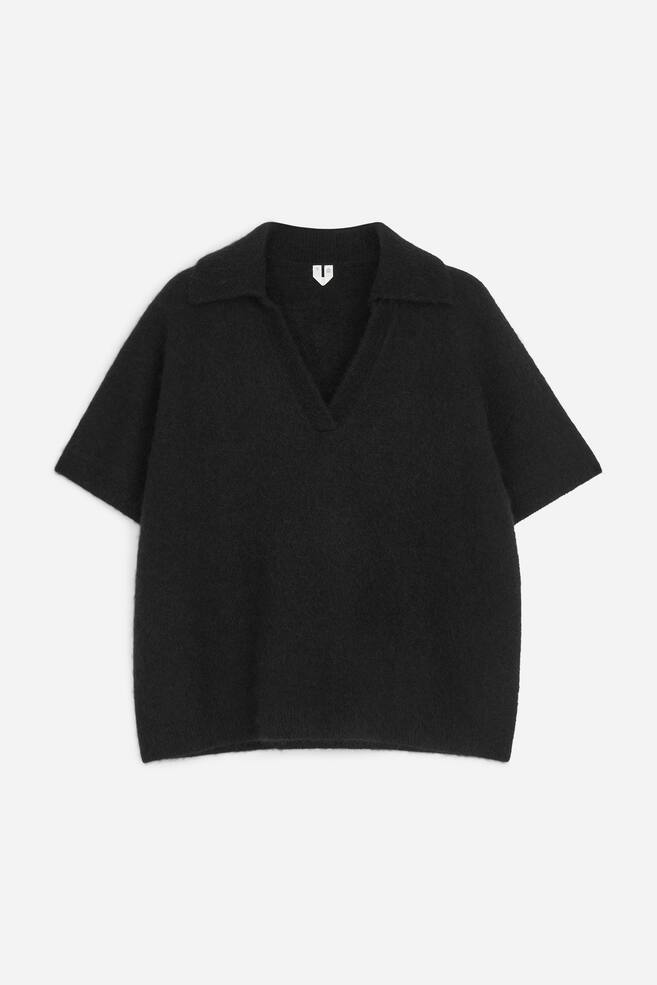 Knitted Polo Jumper - Black/Dark green - 1