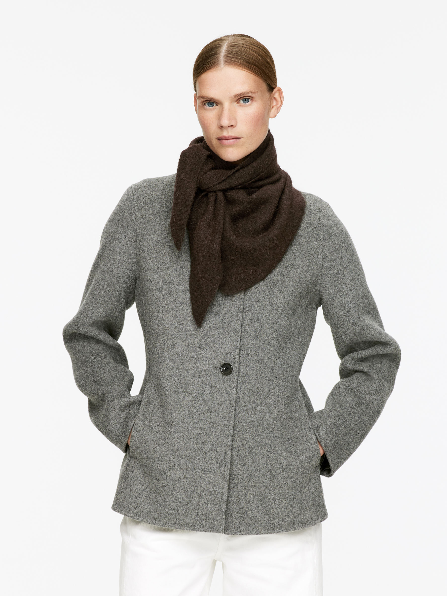 Écharpe en mélange de laine et d'alpaga - Marron foncé - Femme - StillMedia/Lookbook - 4